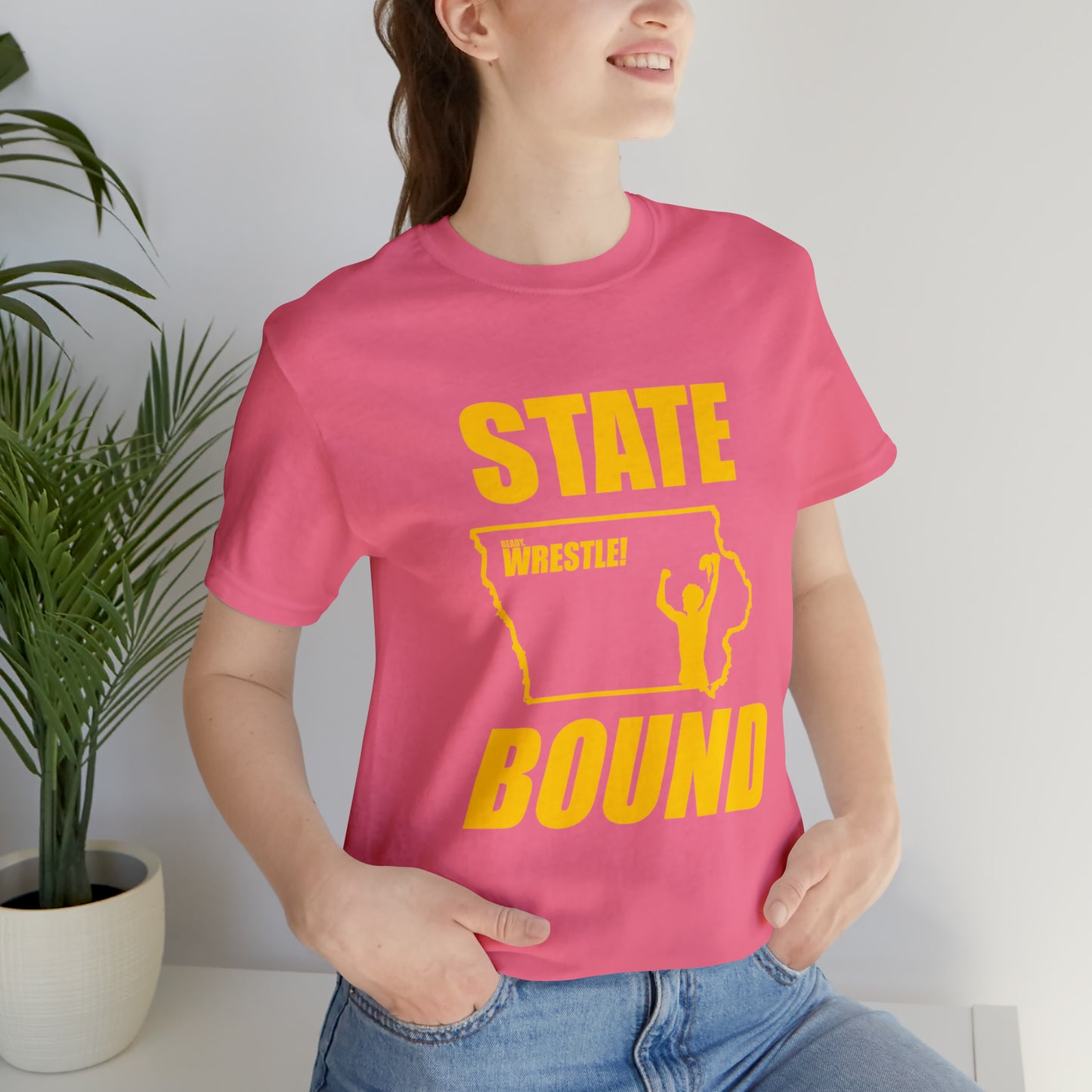 Iowa State Bound, Unisex Jersey Short Sleeve Tee, Gold Logo