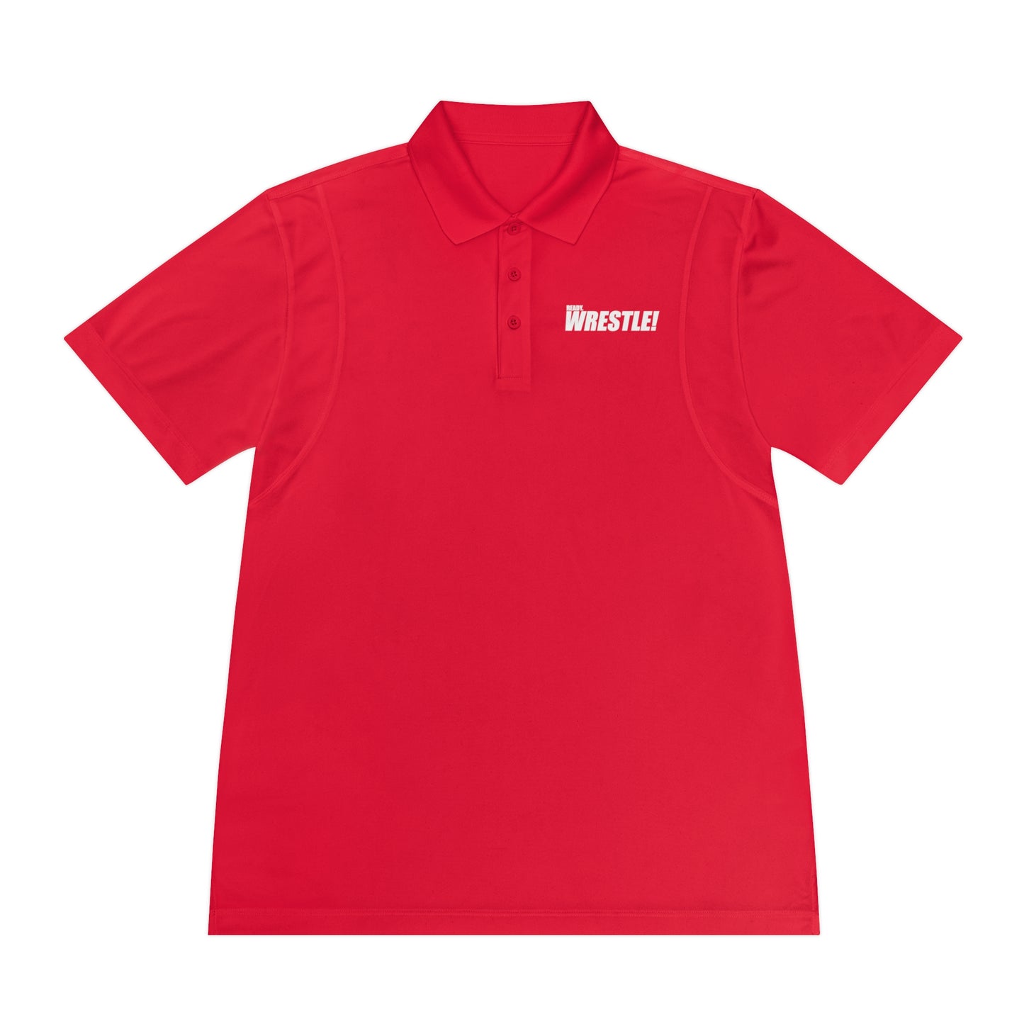 Ready. Wrestle! Men's Sport Polo Shirt White Logo