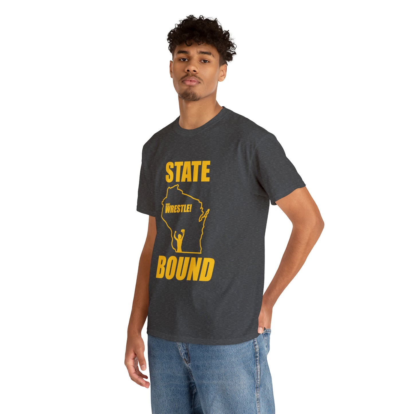 Wisconsin State Bound, Gold Logo, Unisex Heavy Cotton Tee