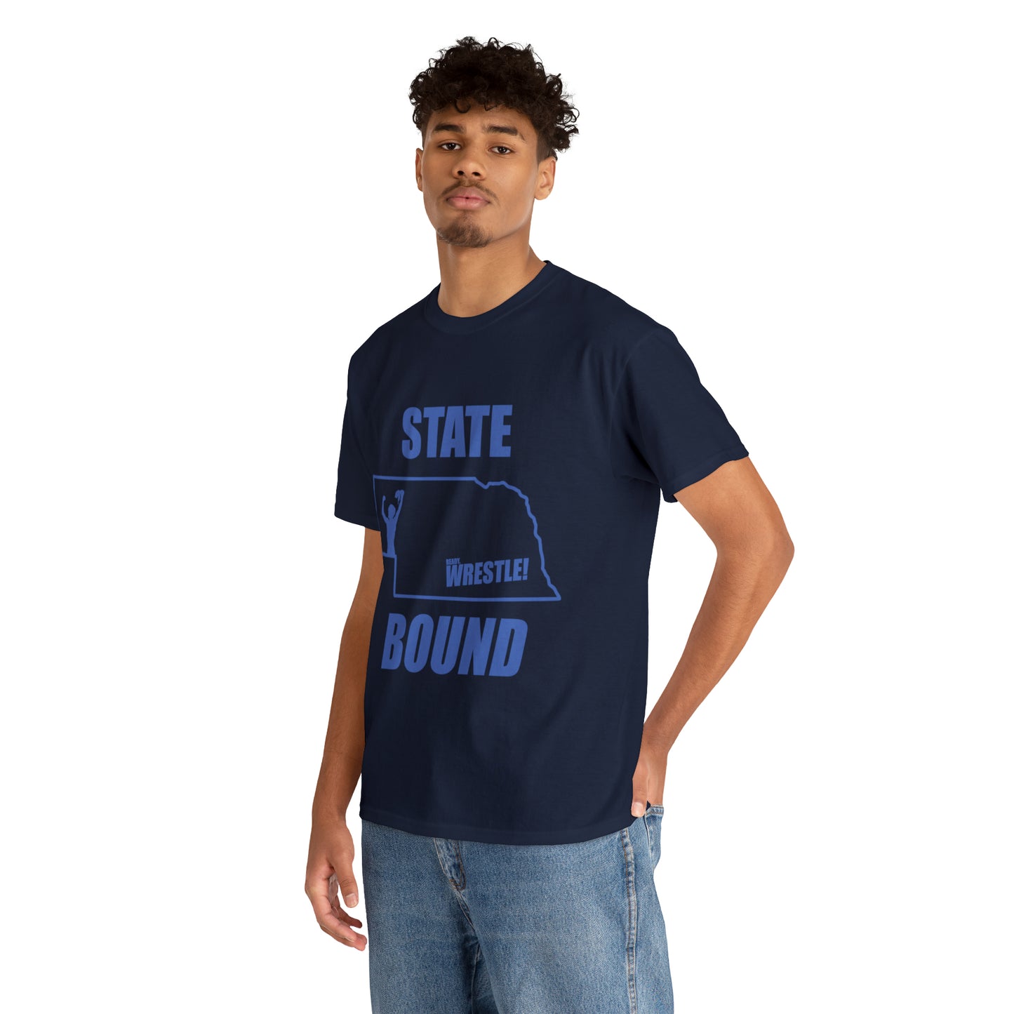 Nebraska State Bound, Royal Blue Logo, Unisex Heavy Cotton Tee