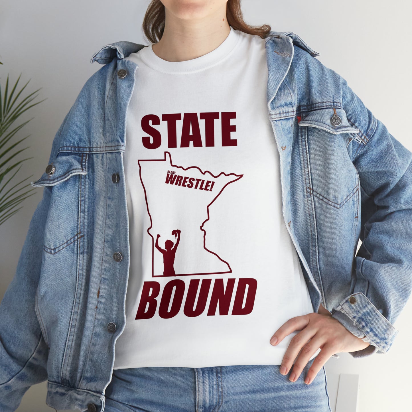 Minnetsota State Bound, Maroon Logo, Unisex Heavy Cotton Tee