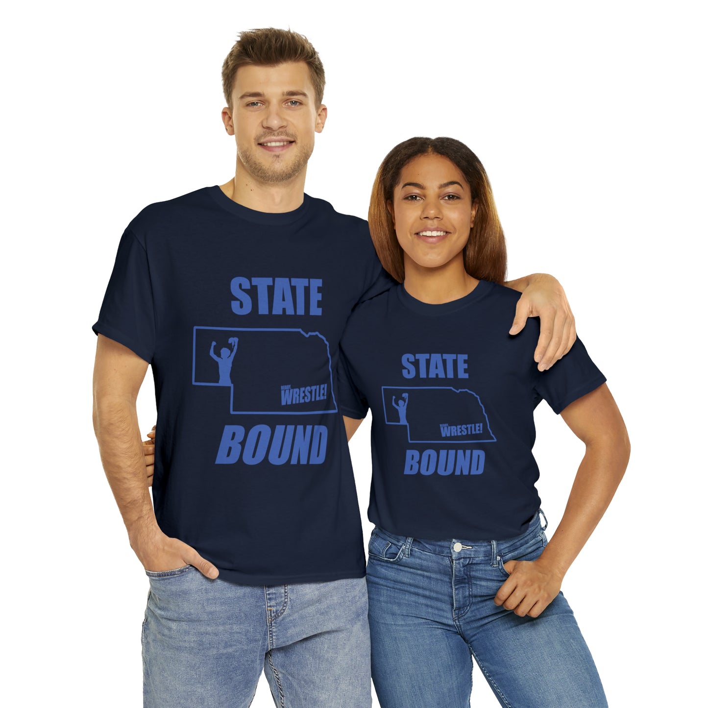 Nebraska State Bound, Royal Blue Logo, Unisex Heavy Cotton Tee