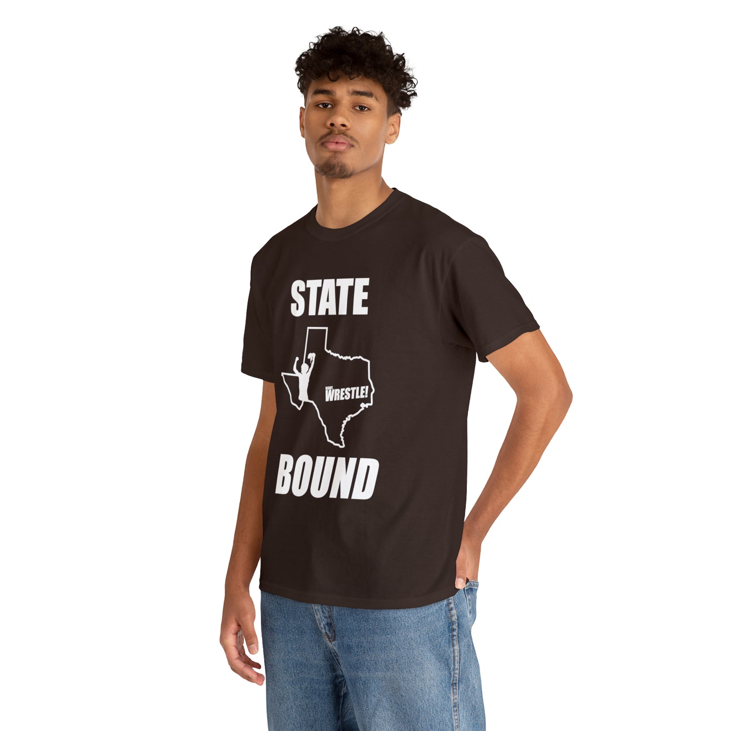 Texas State Bound, White Logo, Unisex Heavy Cotton Tee