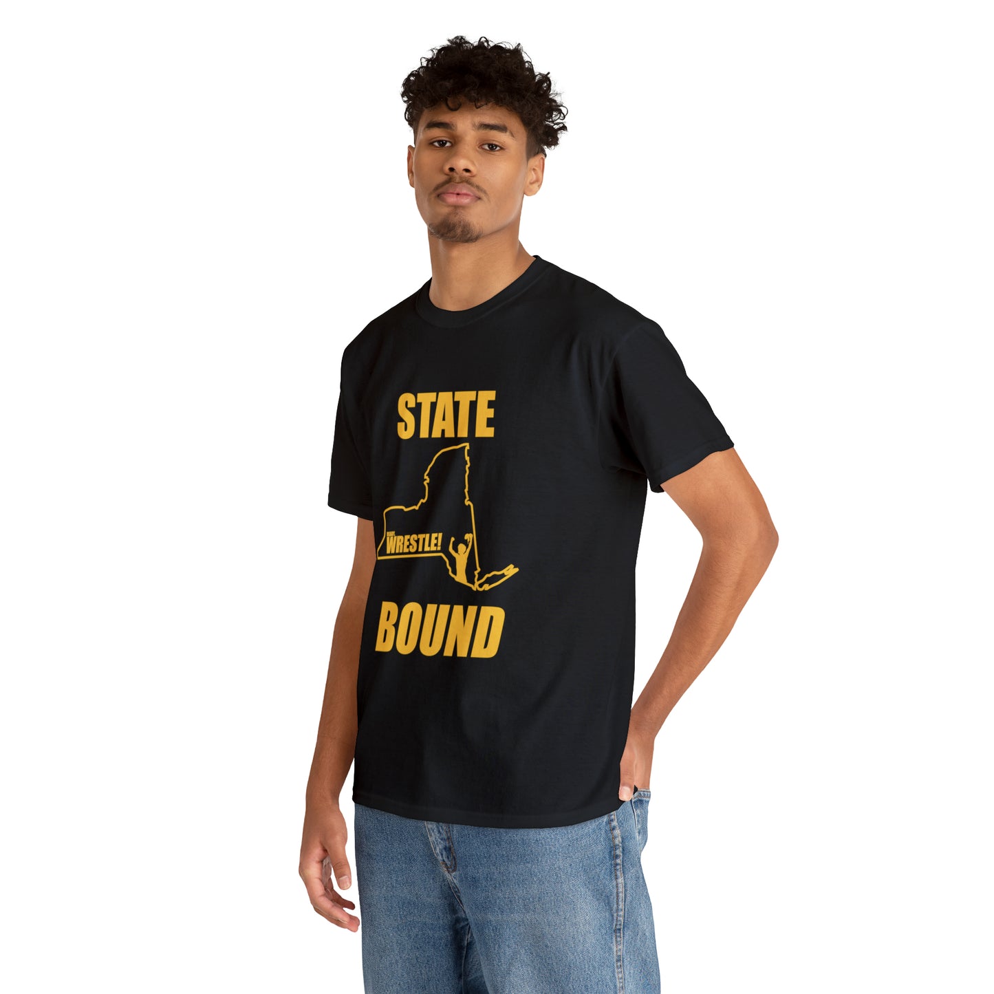 New York State Bound, Gold Logo, Unisex Heavy Cotton Tee