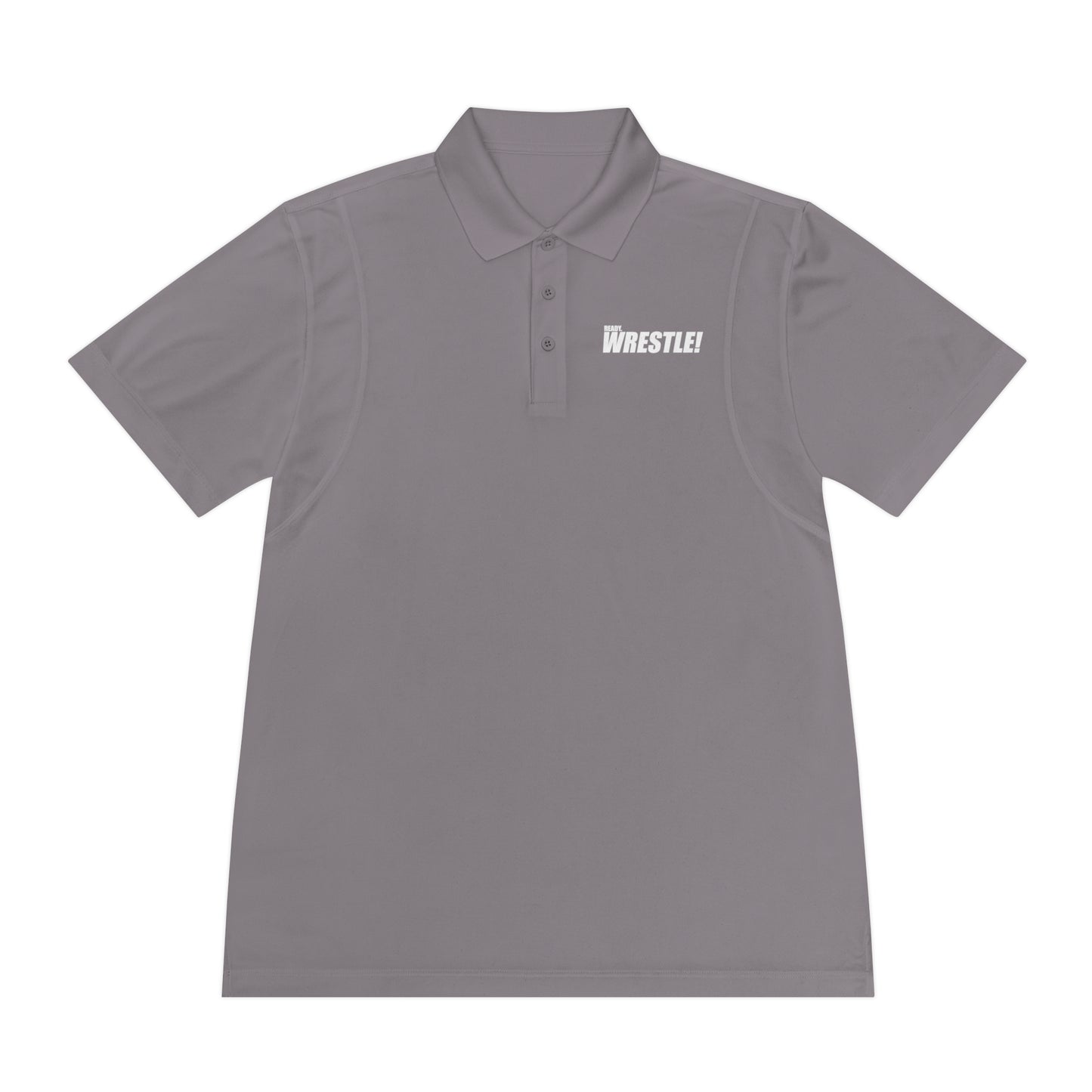 Ready. Wrestle! Men's Sport Polo Shirt White Logo