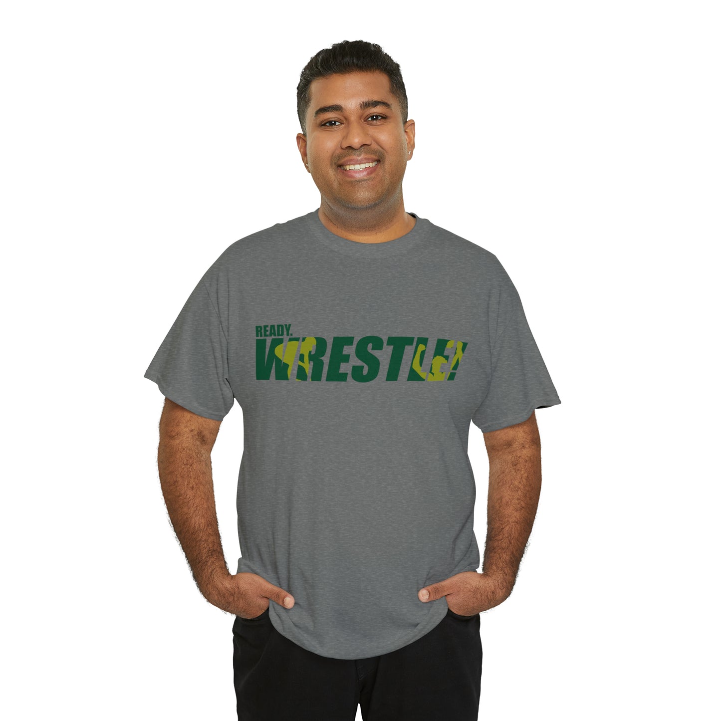 Ready. Wrestle! Green/Gold Logo, Unisex Heavy Cotton Tee