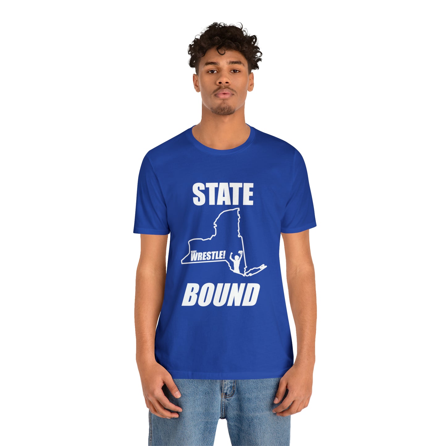 New York State Bound, Unisex Jersey Short Sleeve Tee, White Logo