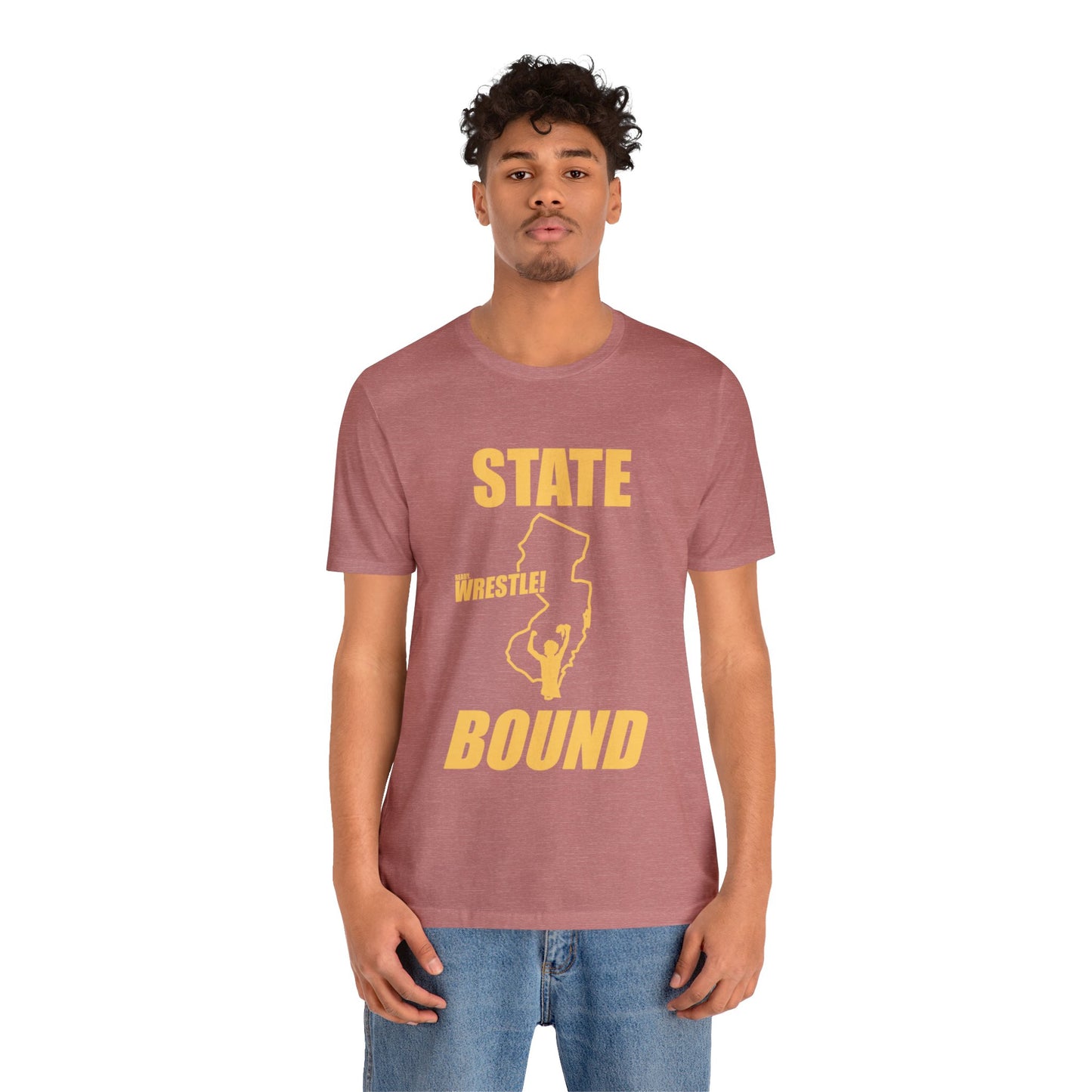 New Jersey State Bound, Gold Print, Bella+Canvas 3001, Unisex Jersey Short Sleeve Tee