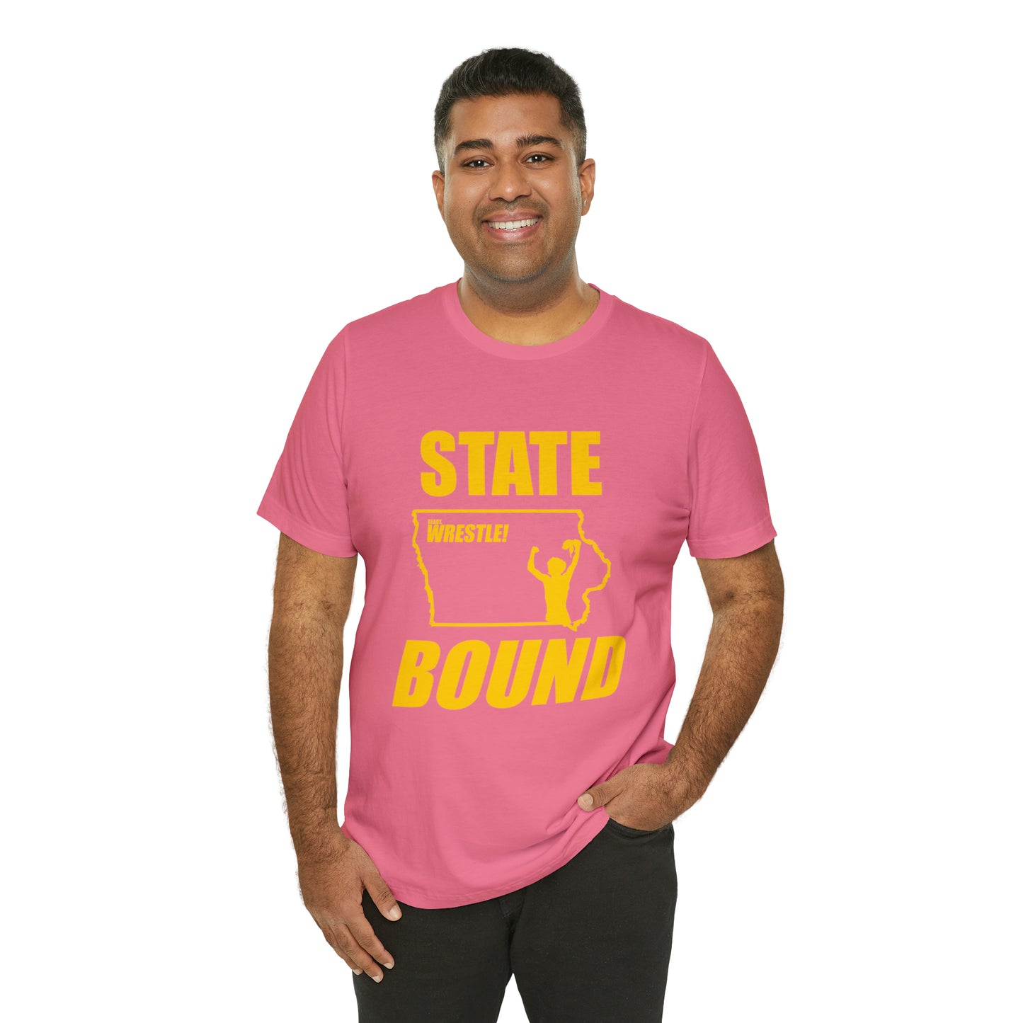 Iowa State Bound, Unisex Jersey Short Sleeve Tee, Gold Logo