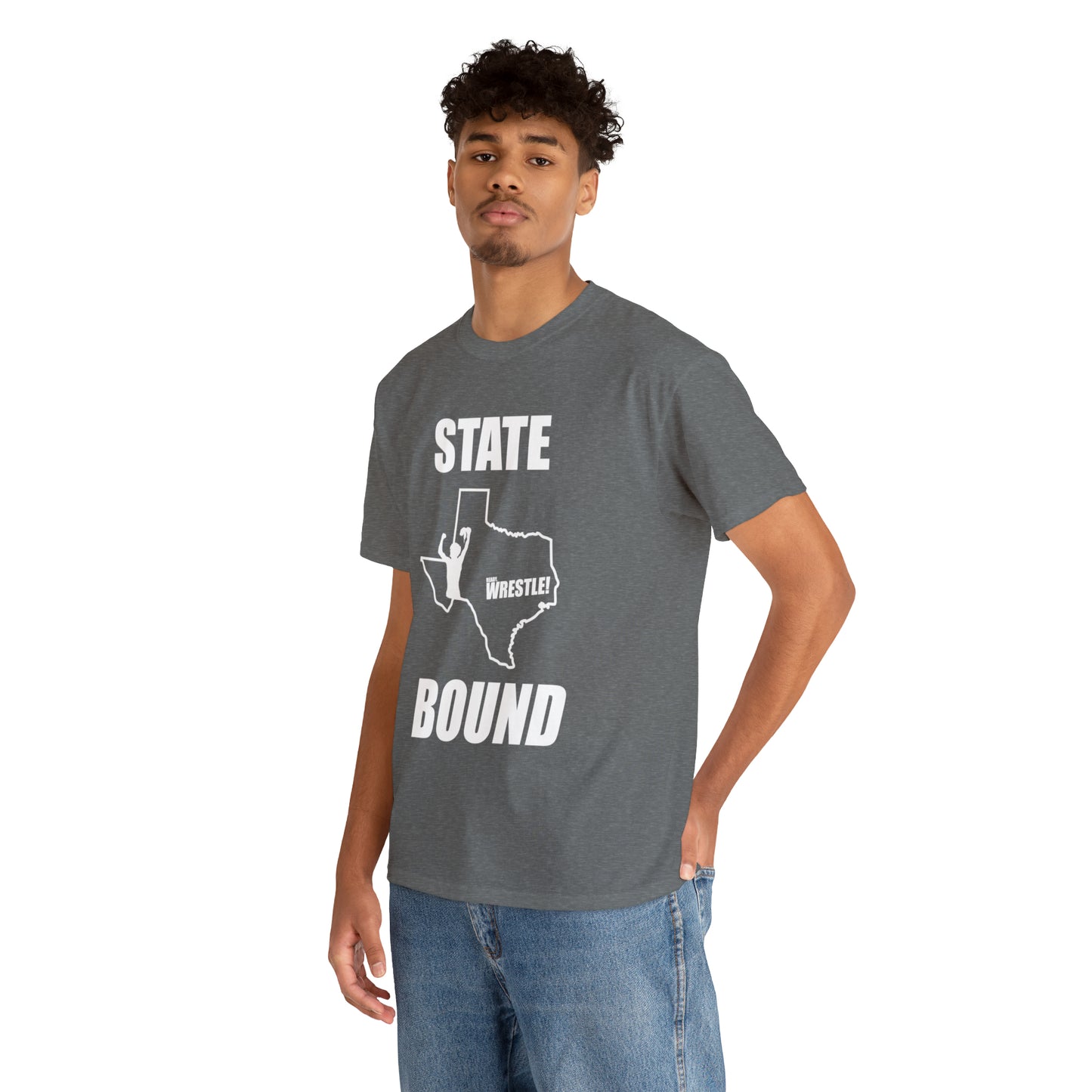 Texas State Bound, White Logo, Unisex Heavy Cotton Tee