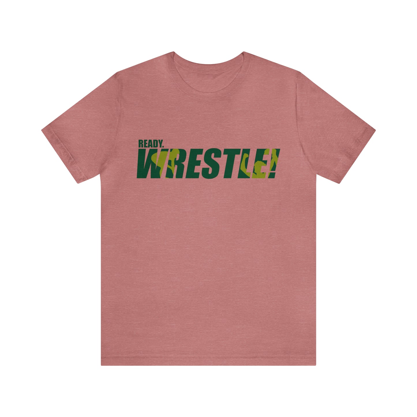 Ready. Wrestle! Green/Gold Logo, Unisex Heavy Cotton Tee, Bella+Canvas