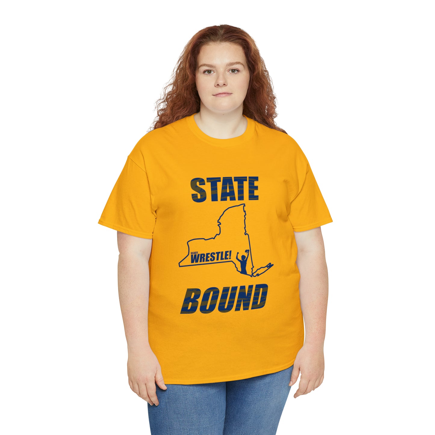 New York State Bound, Blue Logo, Tiger stripes, Unisex Heavy Cotton Tee