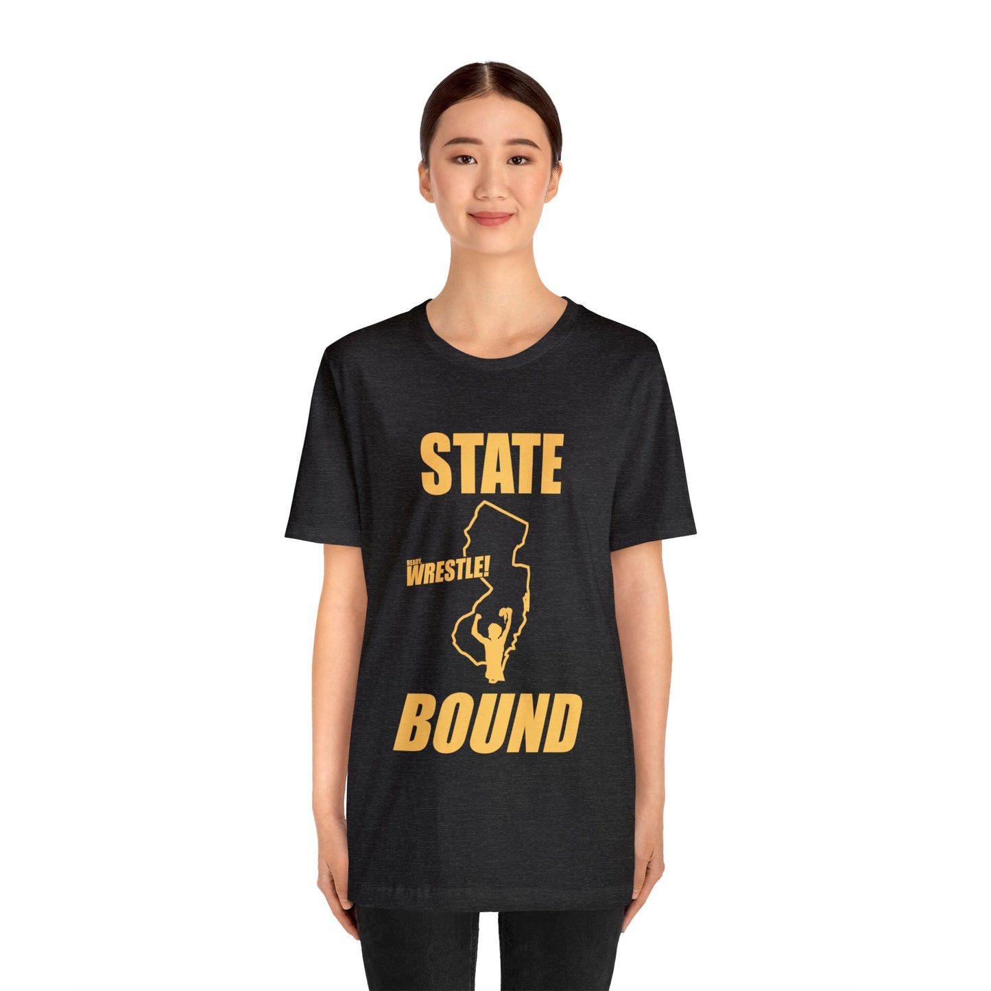 New Jersey State Bound, Gold Print, Bella+Canvas 3001, Unisex Jersey Short Sleeve Tee