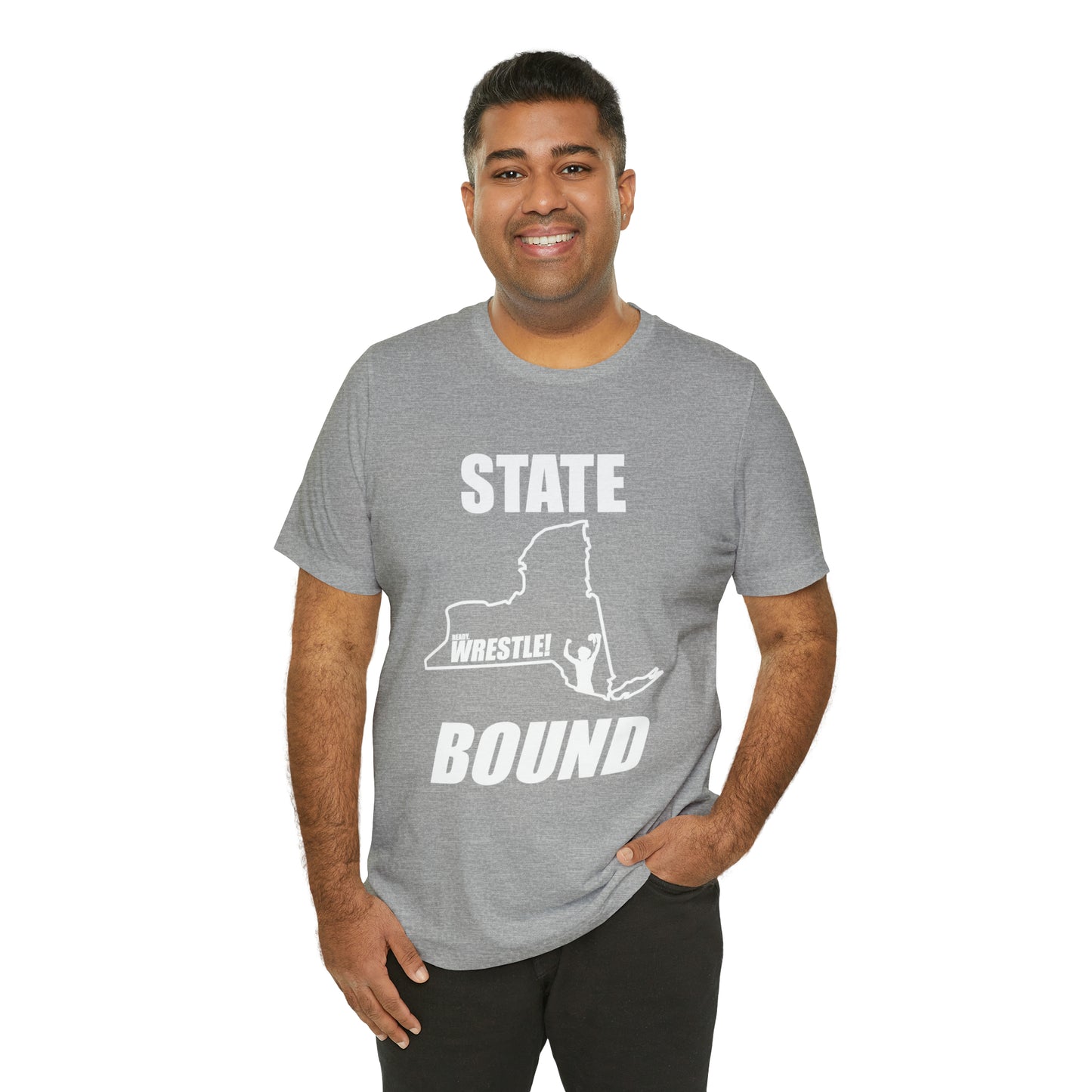 New York State Bound, Unisex Jersey Short Sleeve Tee, White Logo