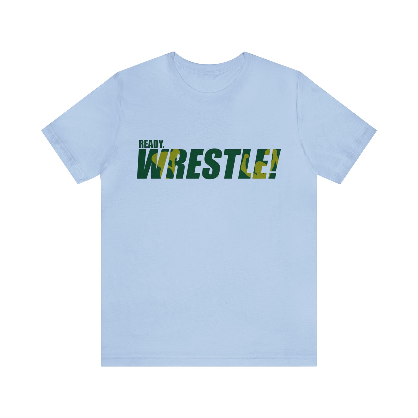 Ready. Wrestle! Green/Gold Logo, Unisex Heavy Cotton Tee, Bella+Canvas