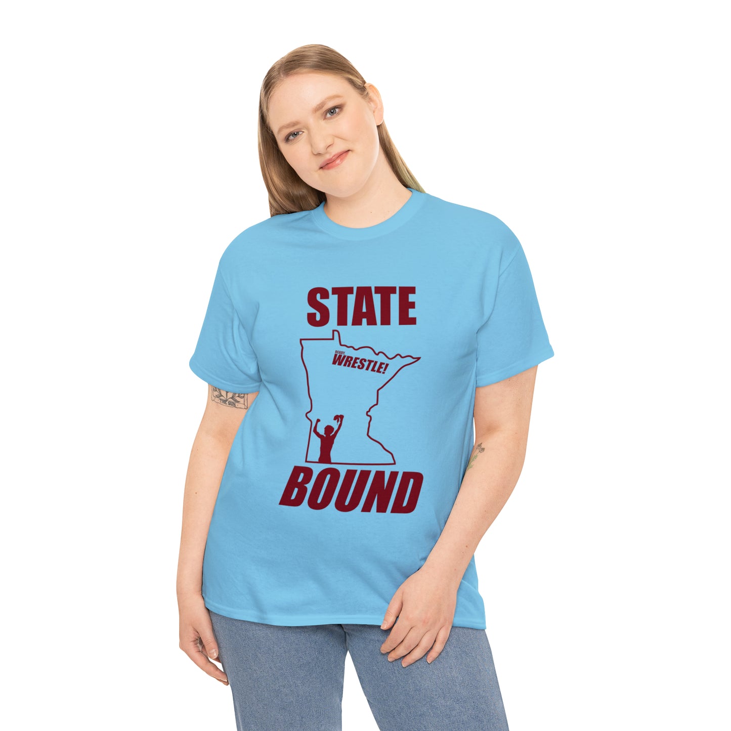 Minnetsota State Bound, Maroon Logo, Unisex Heavy Cotton Tee