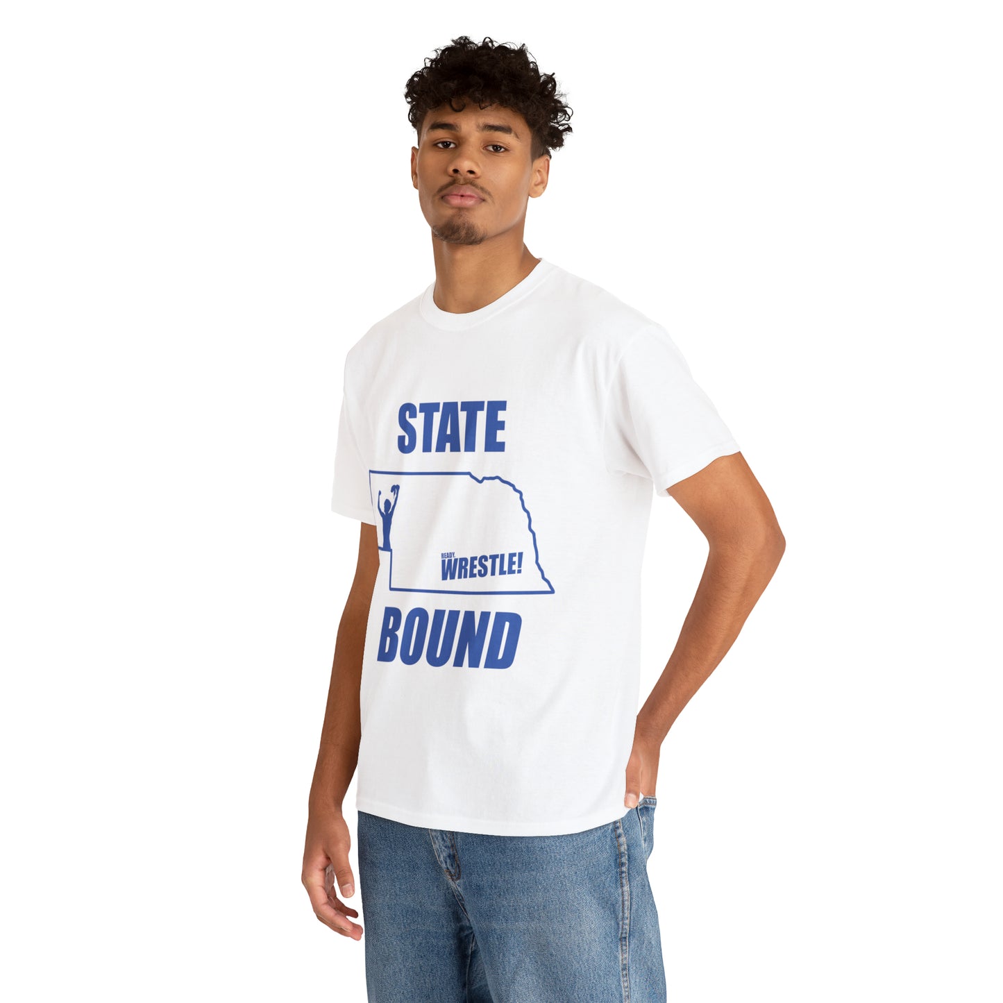 Nebraska State Bound, Royal Blue Logo, Unisex Heavy Cotton Tee