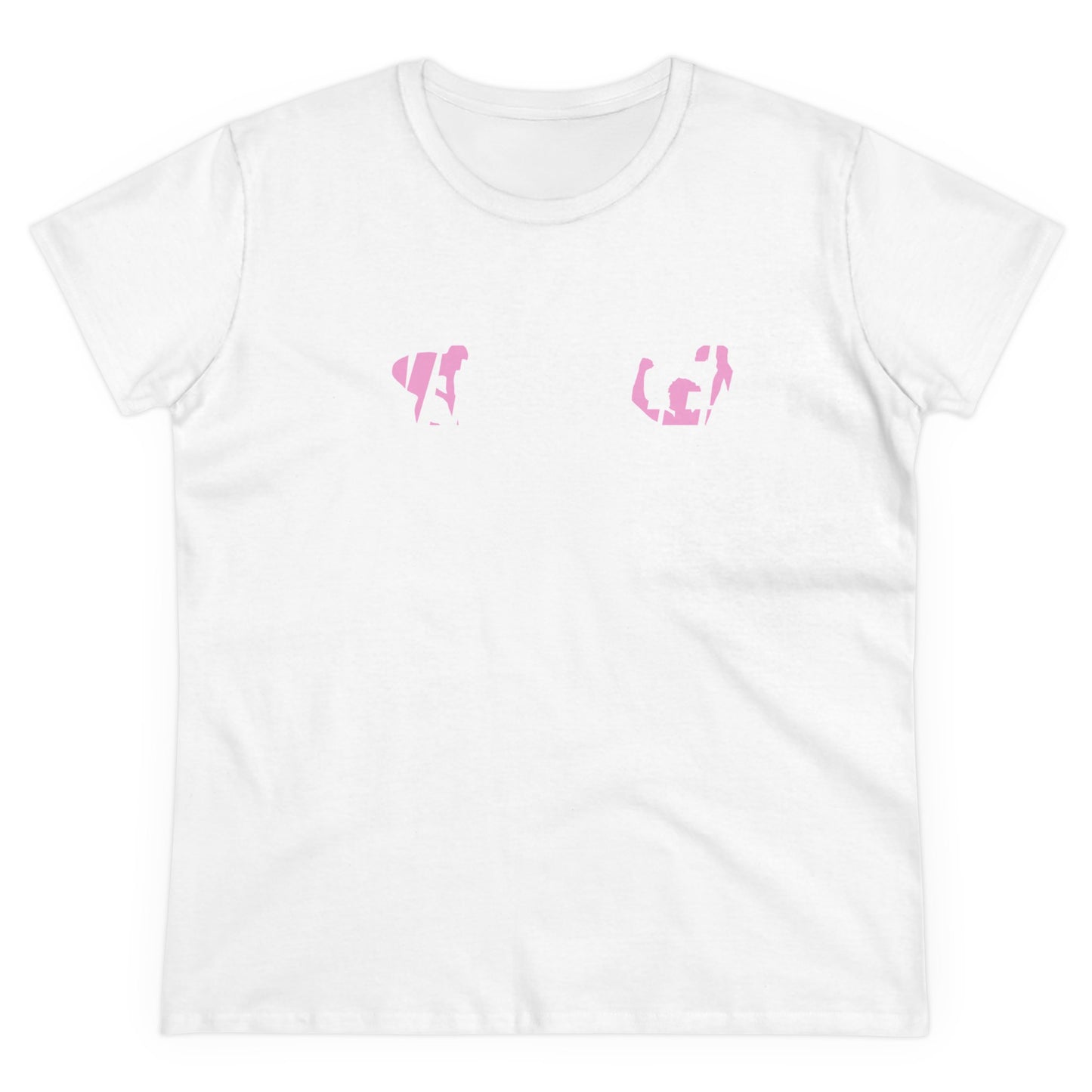 Ready. Wrestle! Women's Midweight Cotton Tee, White/Pink Logo