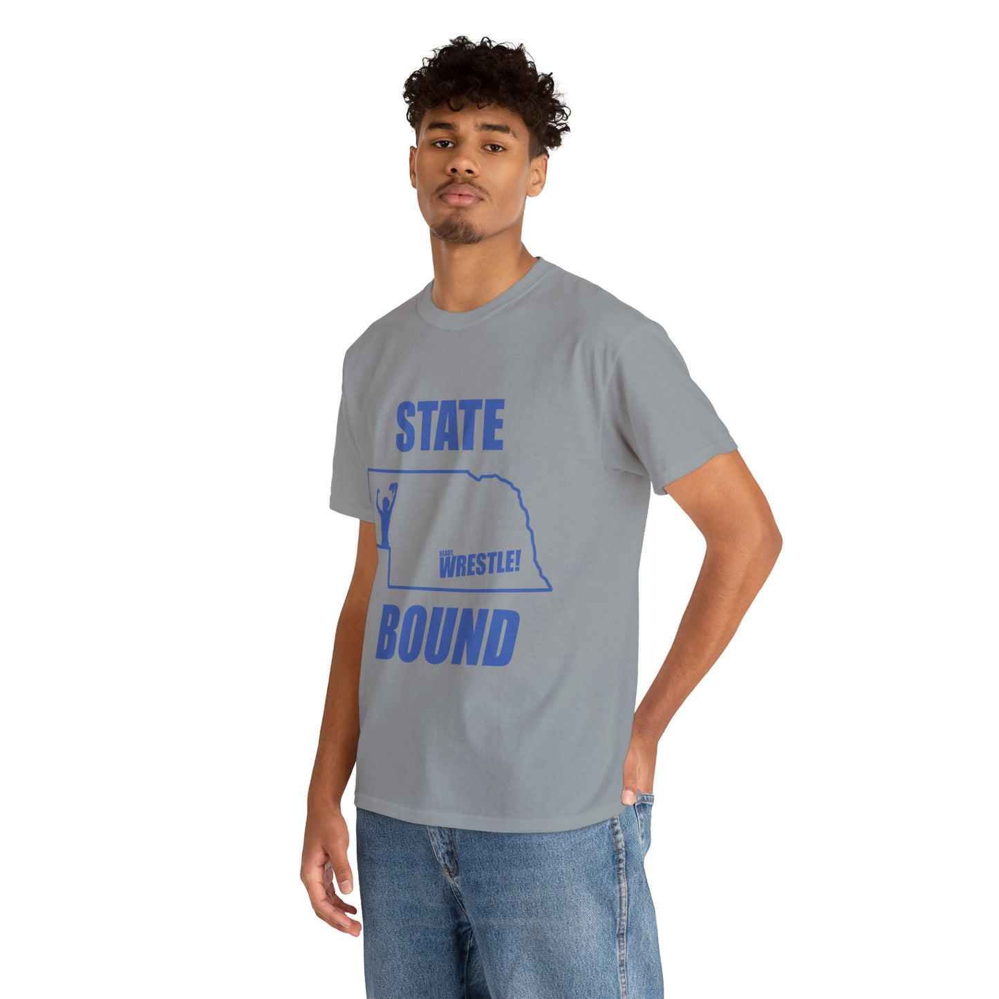 Nebraska State Bound, Royal Blue Logo, Unisex Heavy Cotton Tee