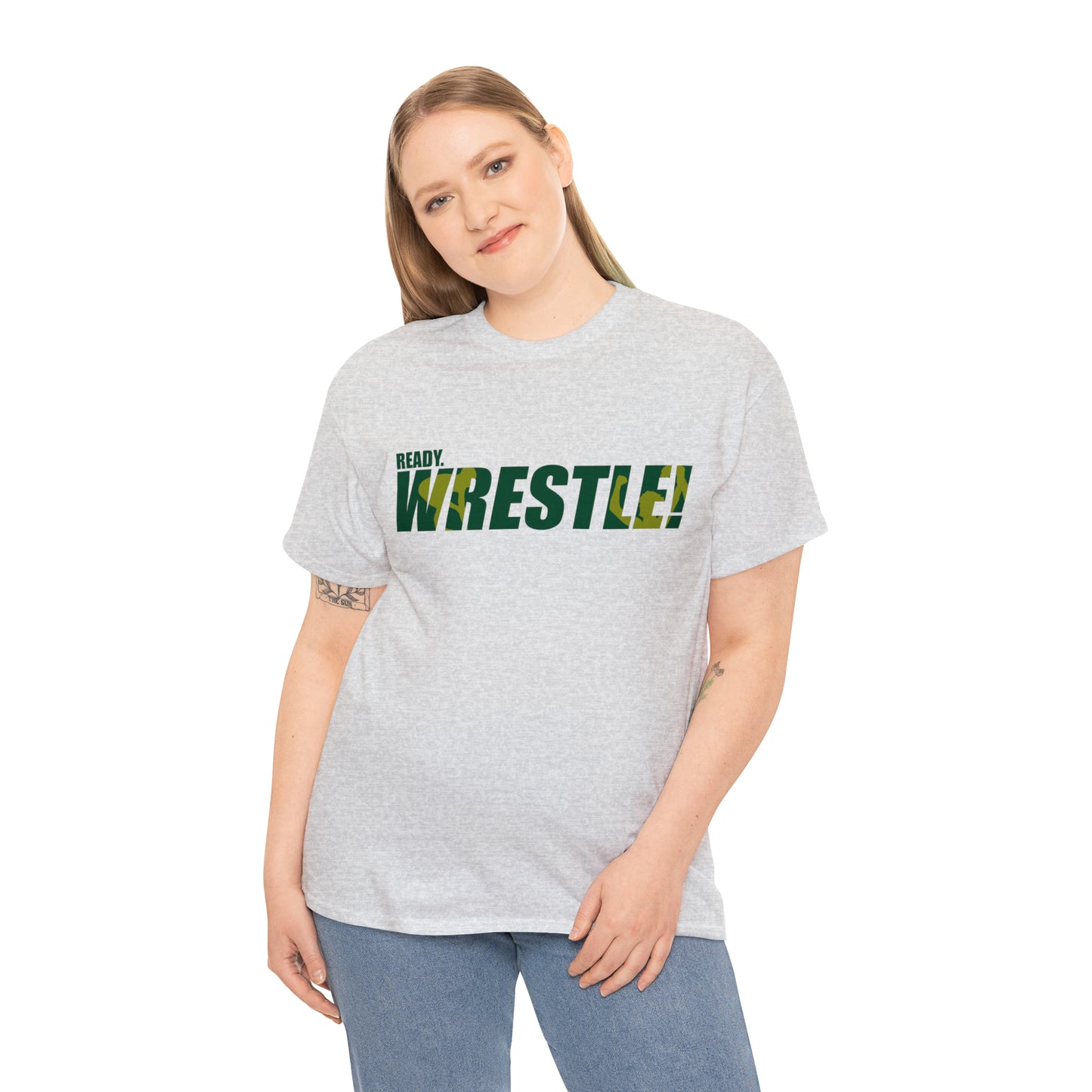 Ready. Wrestle! Green/Gold Logo, Unisex Heavy Cotton Tee