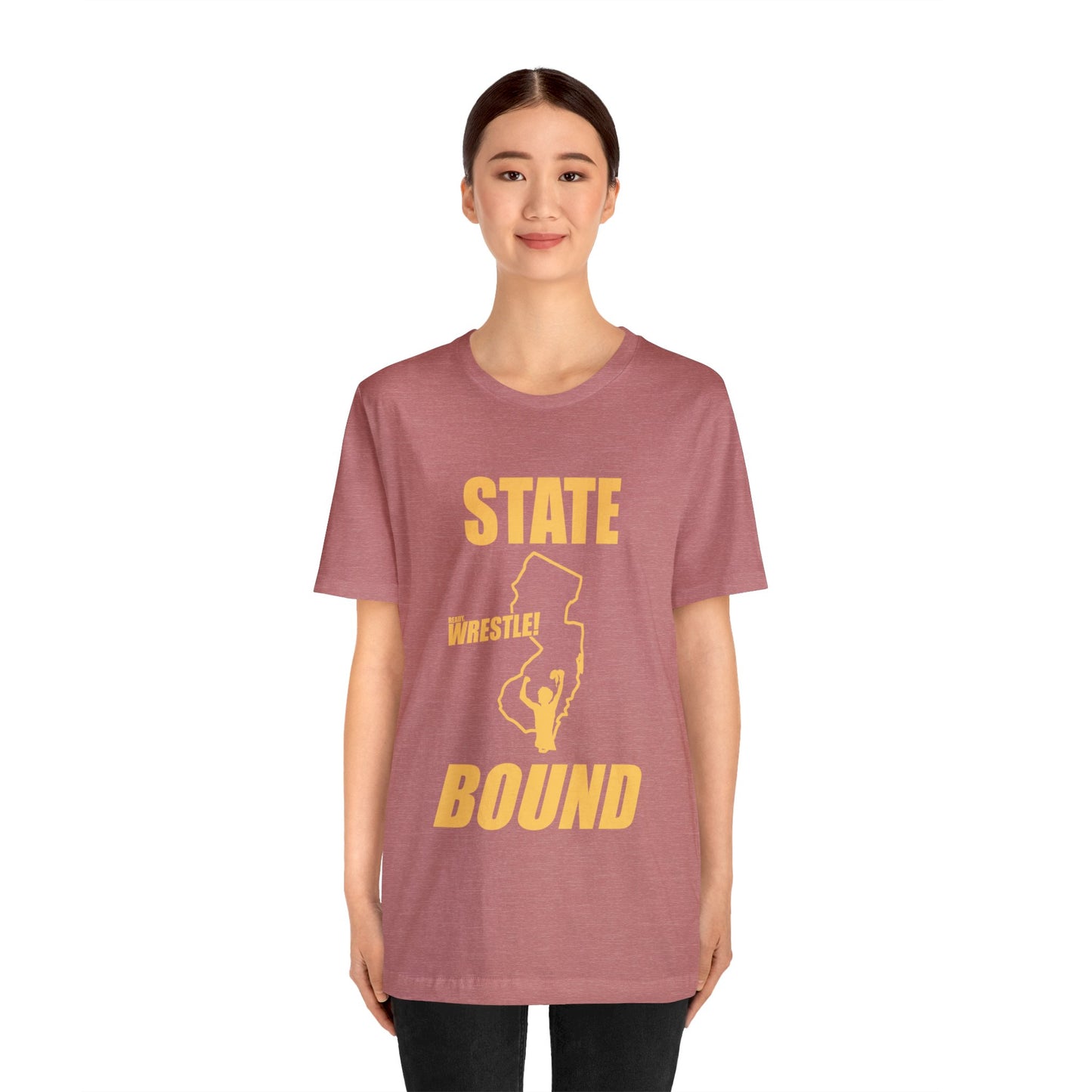 New Jersey State Bound, Gold Print, Bella+Canvas 3001, Unisex Jersey Short Sleeve Tee