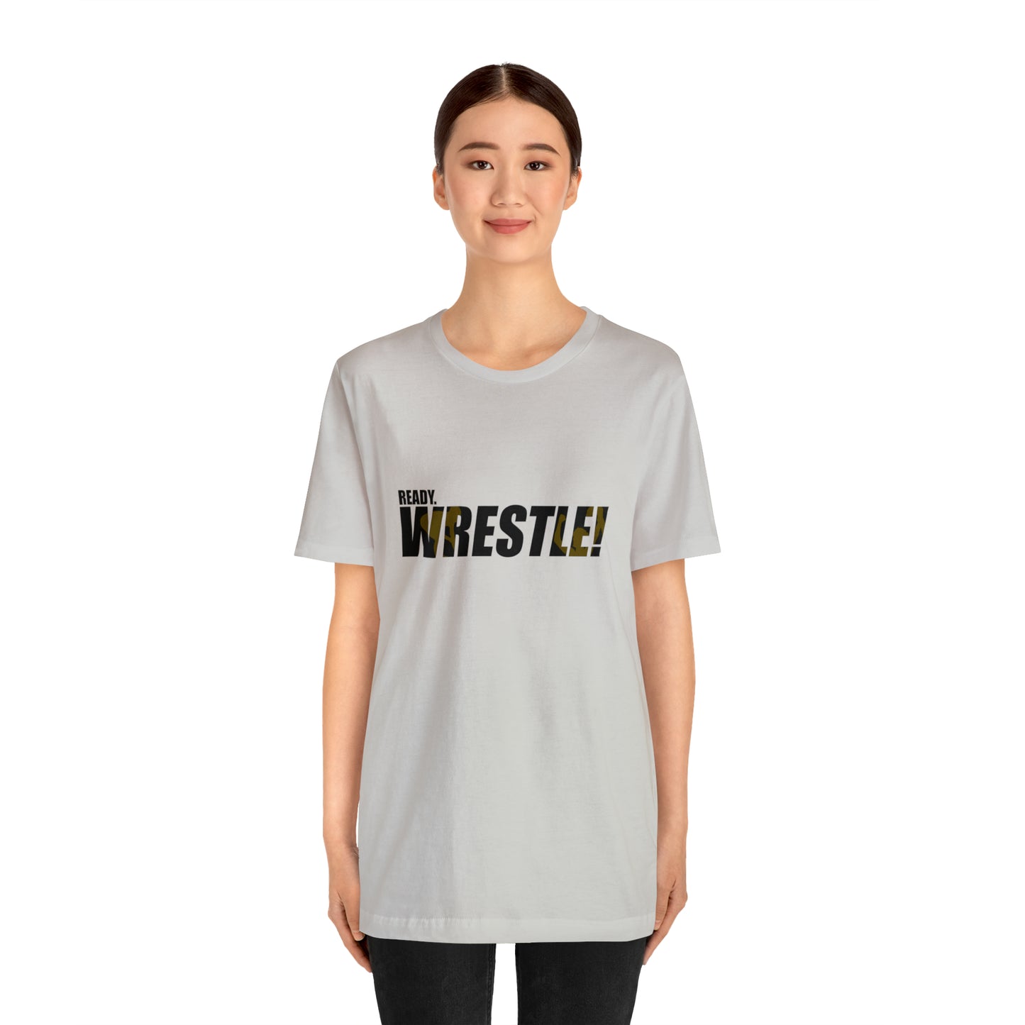 Ready. Wrestle! Black Logo w/Yellow Silhouettes, Unisex Heavy Cotton Tee Bella+Canvas