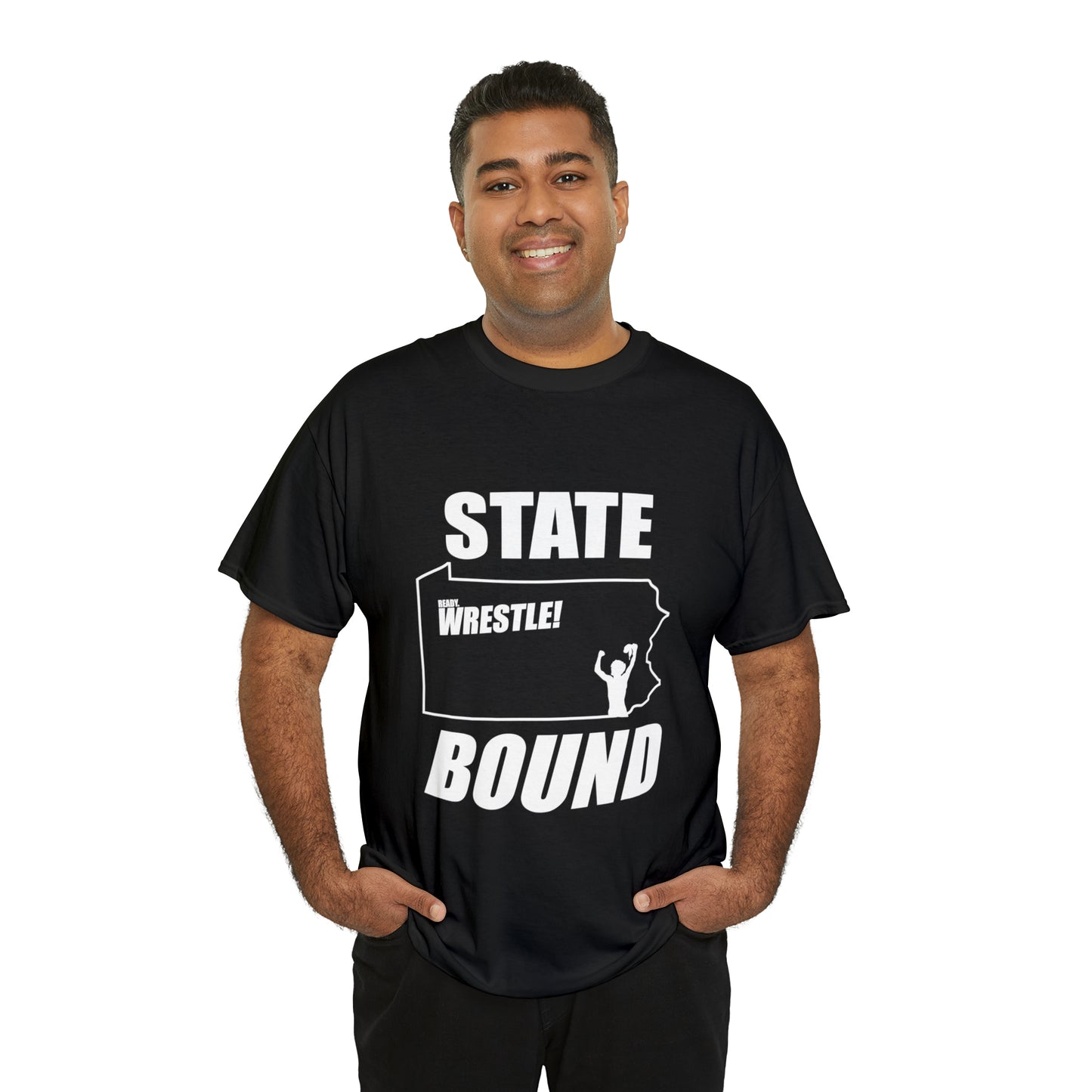 Pennsylvania State Bound, White Logo, Unisex Heavy Cotton Tee