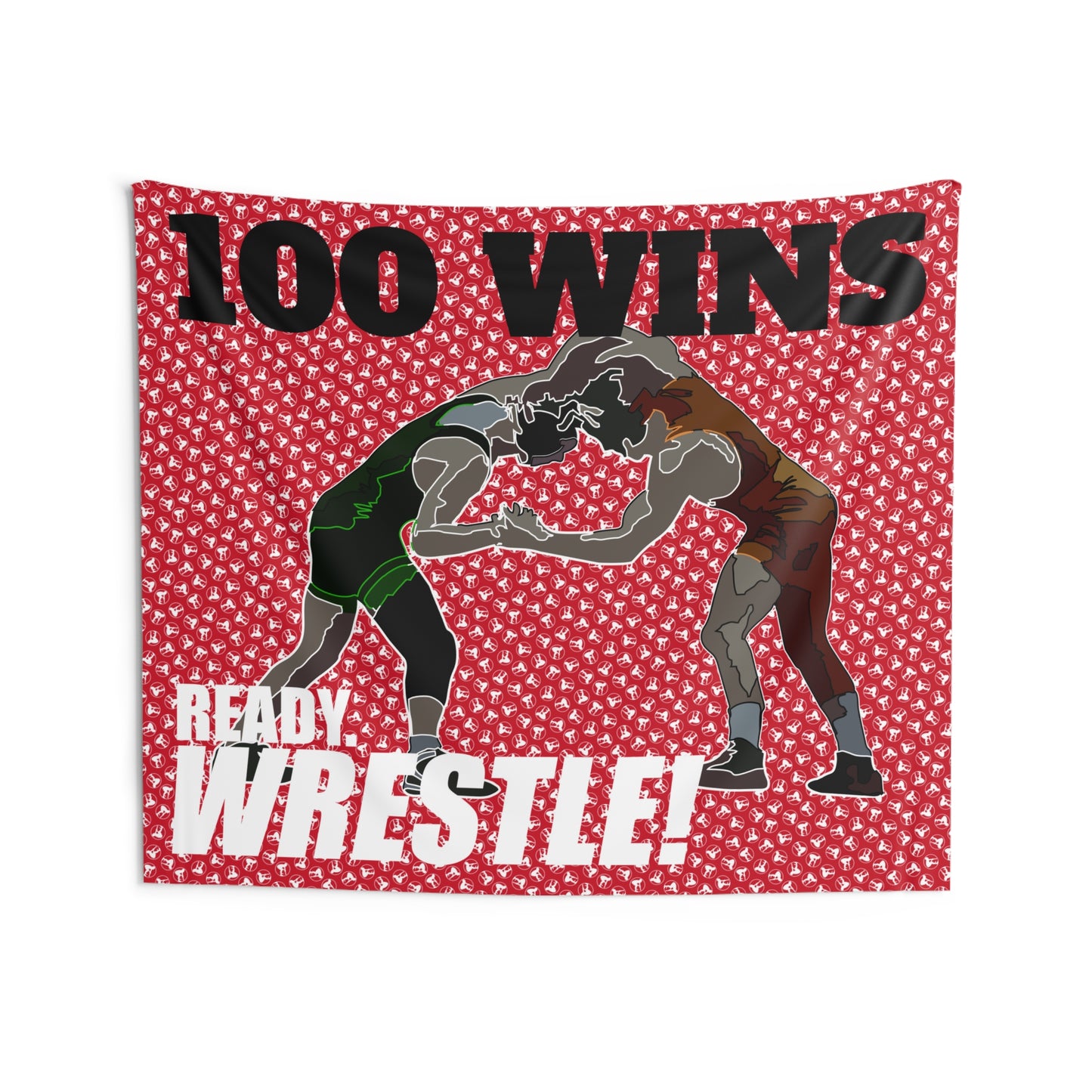 Wrestling 100 Wins Tapestry — 'Ready, Wrestle!' Victory Wall Hanging