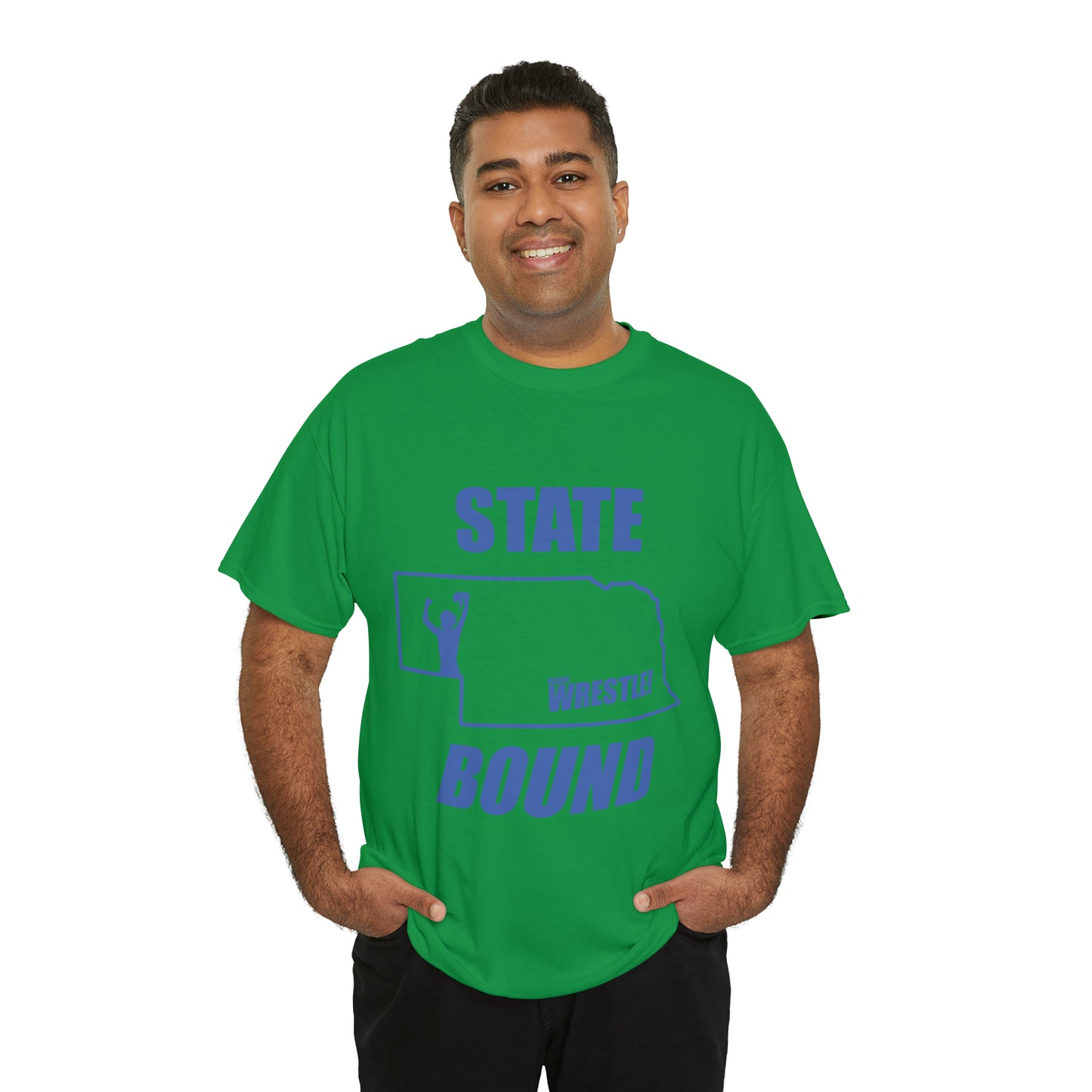 Nebraska State Bound, Royal Blue Logo, Unisex Heavy Cotton Tee