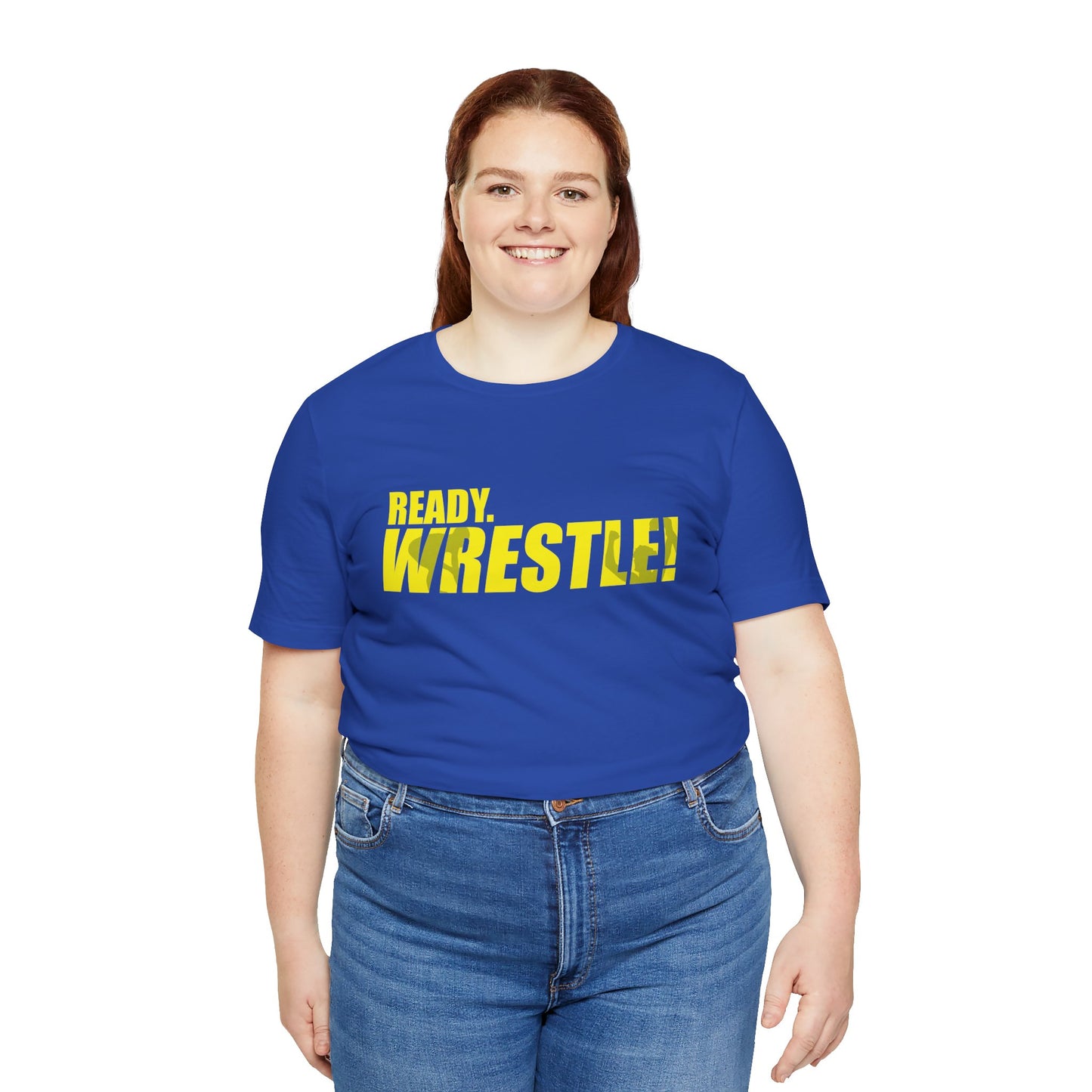 Ready. Wrestle! Gold Logo with Green, Unisex Jersey Short Sleeve Tee