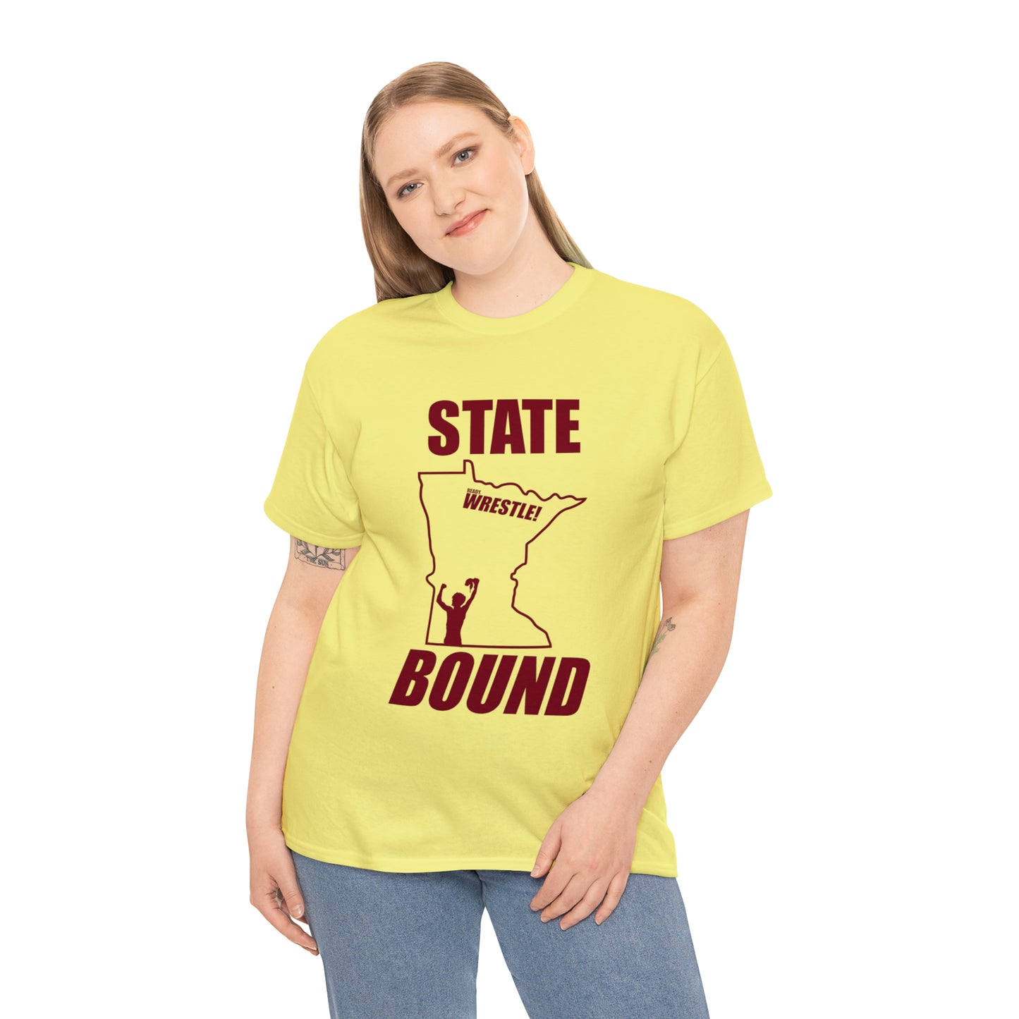 Minnetsota State Bound, Maroon Logo, Unisex Heavy Cotton Tee