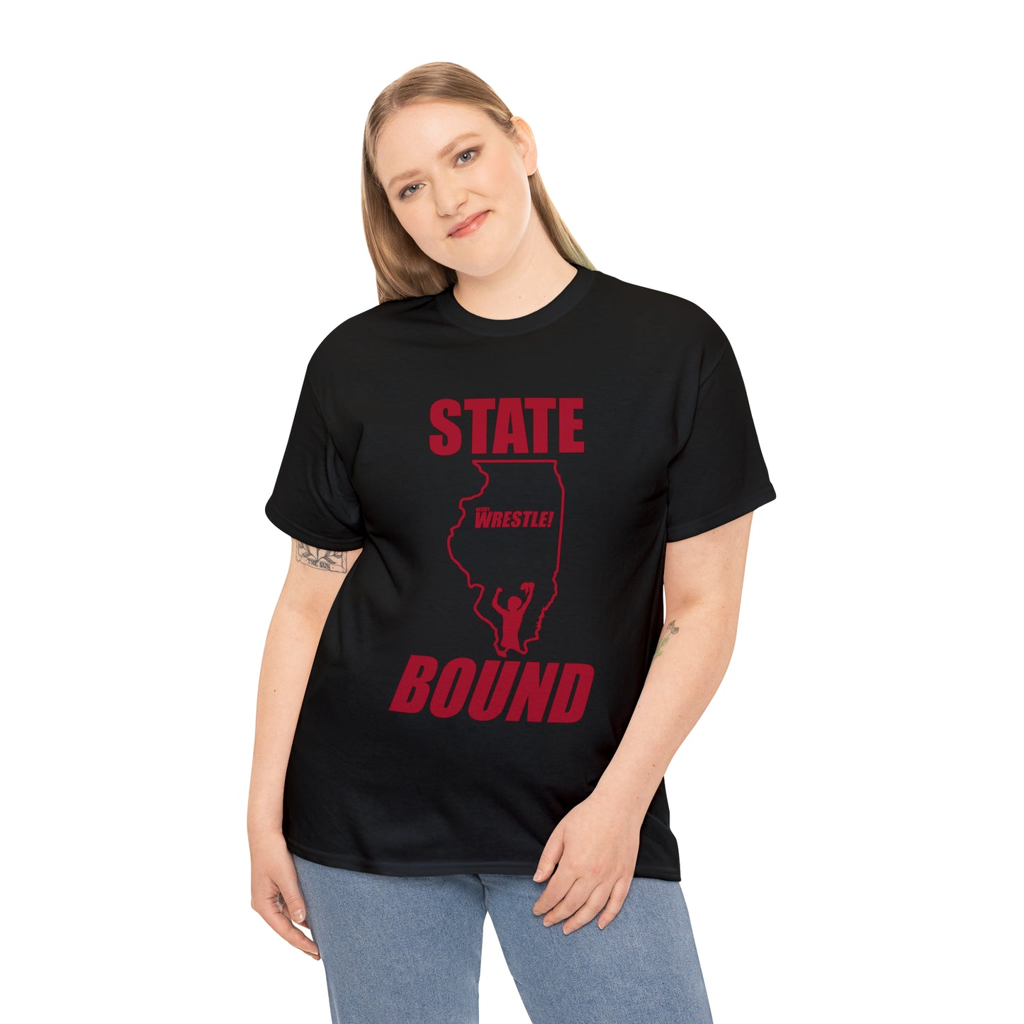 Illinois State Bound, Red Logo, Unisex Heavy Cotton Tee