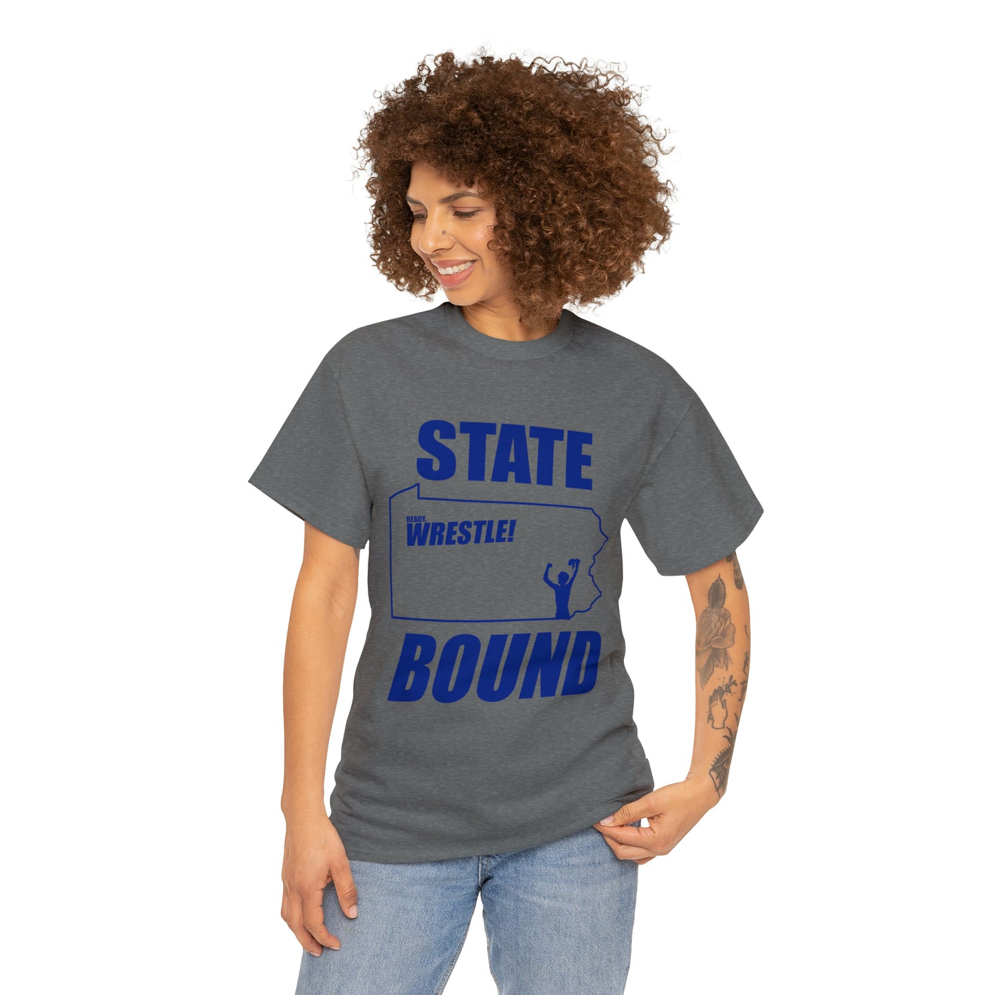 Pennsylvania State Bound, Royal Blue Logo, Unisex Heavy Cotton Tee