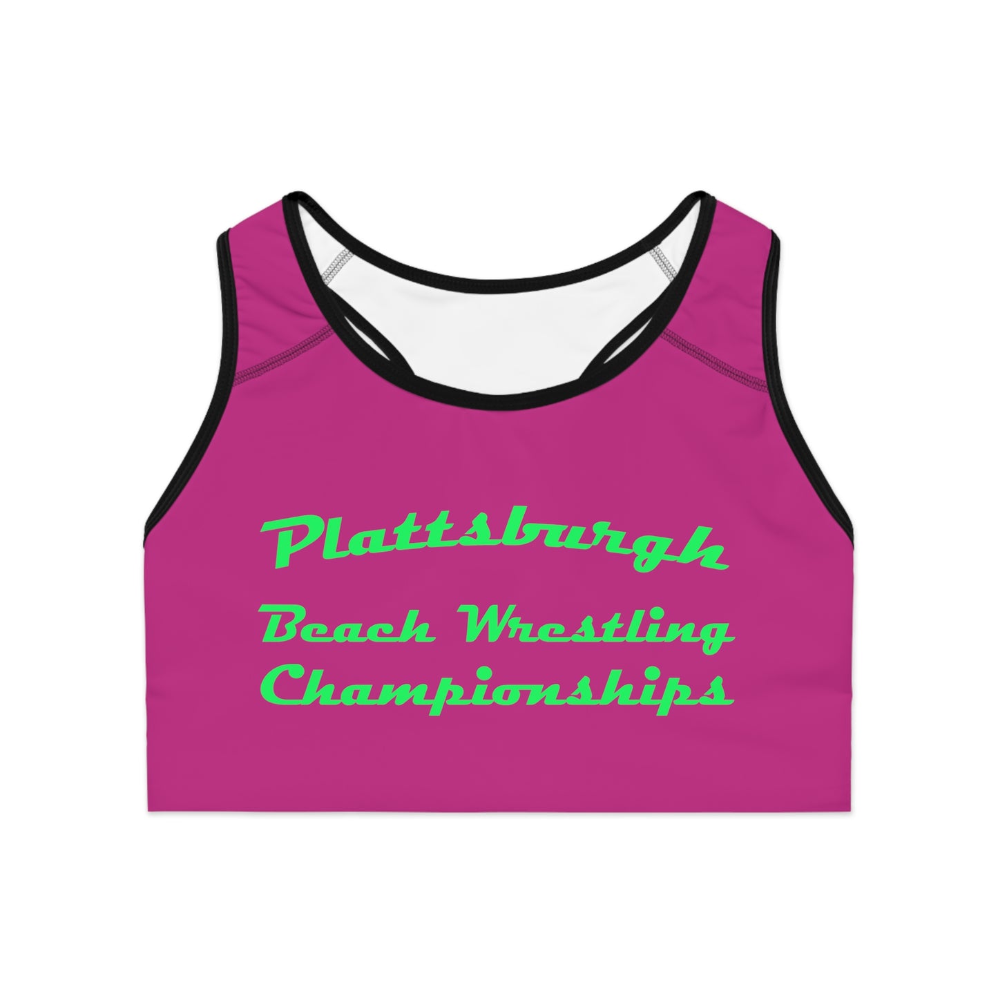 Plattsburgh Beach Wrestling Sports Bra (AOP)