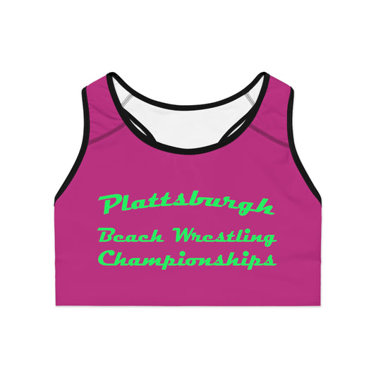 Plattsburgh Beach Wrestling Sports Bra (AOP)