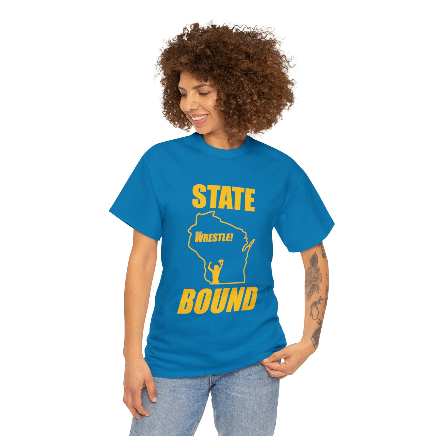 Wisconsin State Bound, Gold Logo, Unisex Heavy Cotton Tee