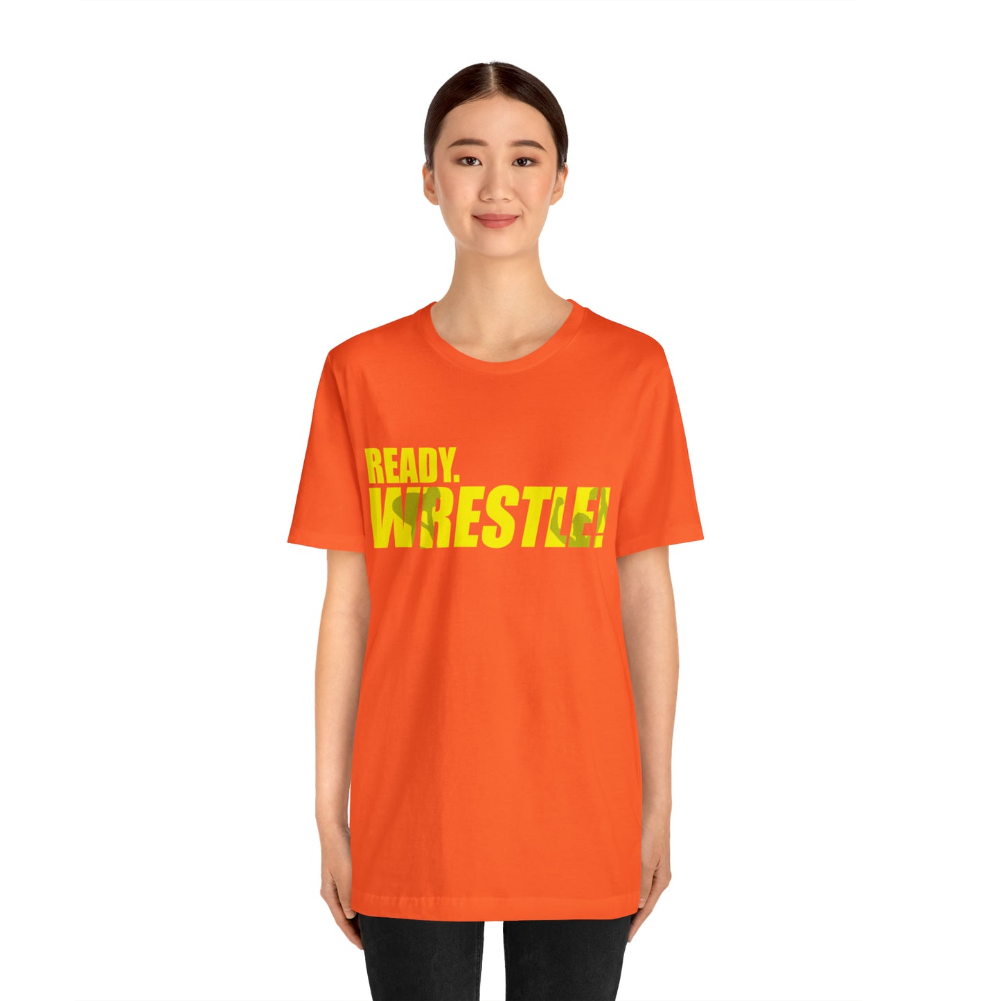 Ready. Wrestle! Gold Logo with Green, Unisex Jersey Short Sleeve Tee