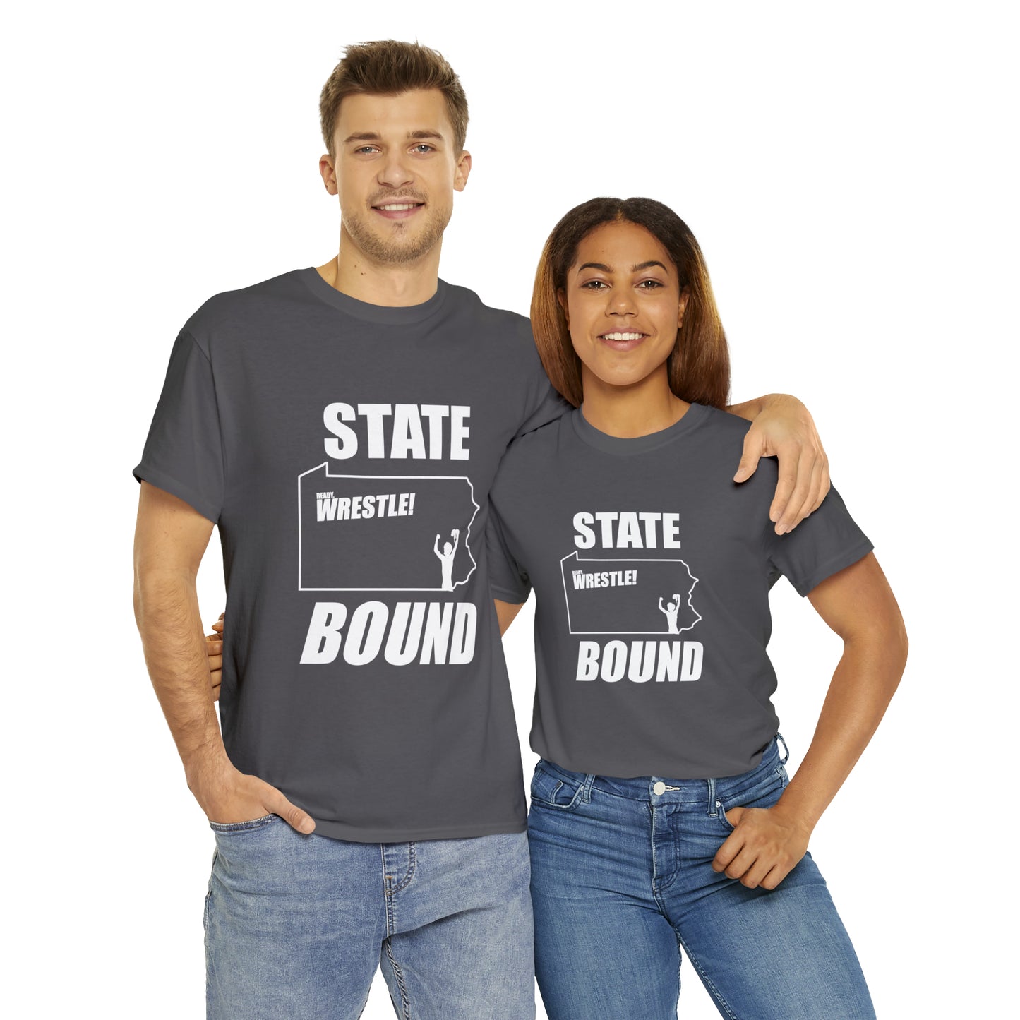 Pennsylvania State Bound, White Logo, Unisex Heavy Cotton Tee