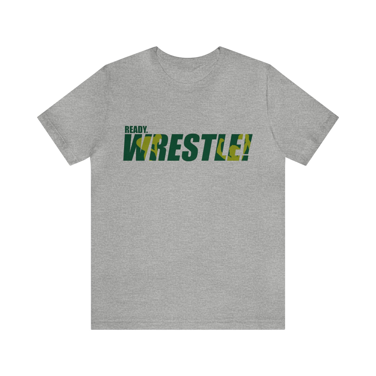 Ready. Wrestle! Green/Gold Logo, Unisex Heavy Cotton Tee, Bella+Canvas