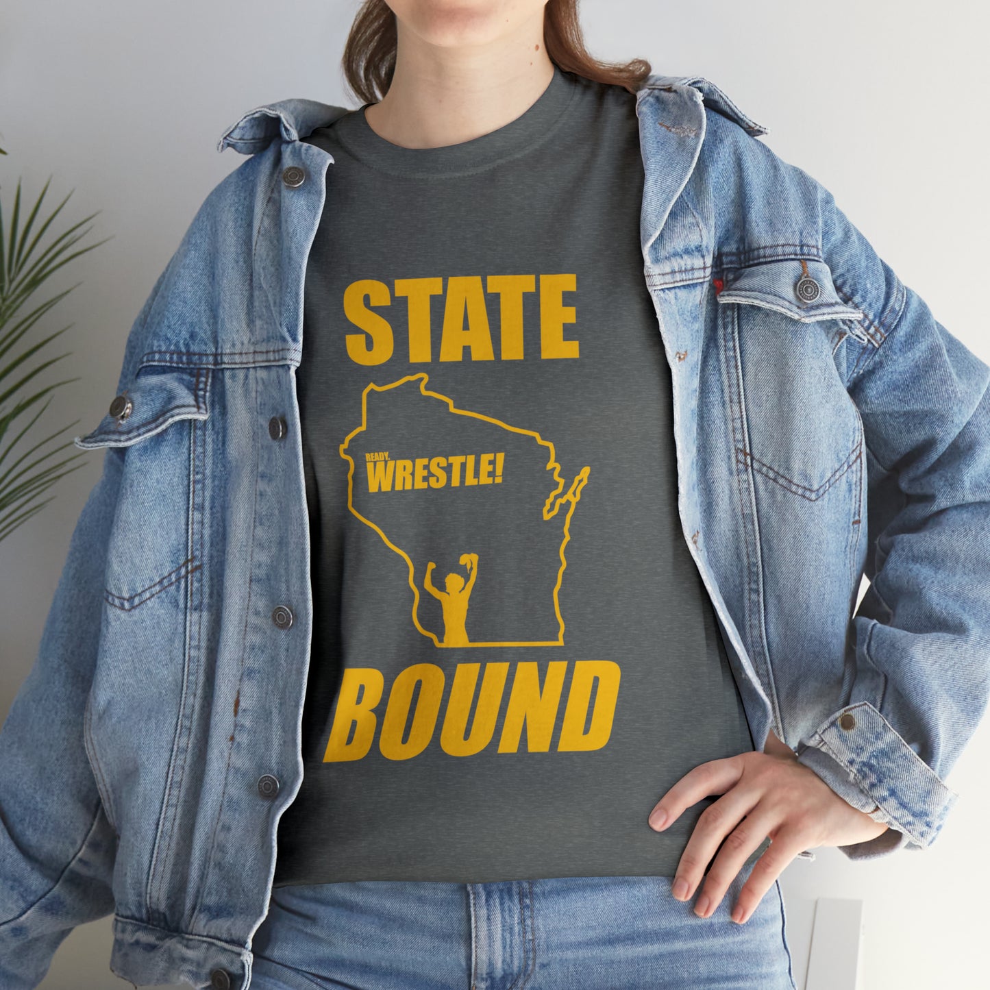 Wisconsin State Bound, Gold Logo, Unisex Heavy Cotton Tee