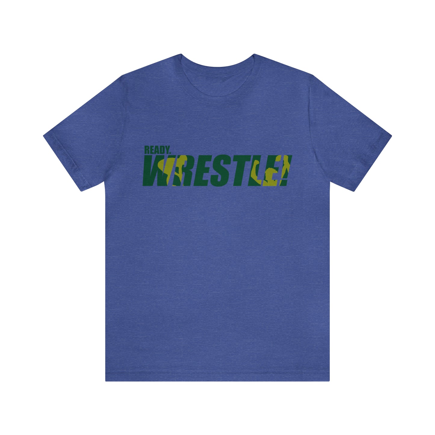 Ready. Wrestle! Green/Gold Logo, Unisex Heavy Cotton Tee, Bella+Canvas