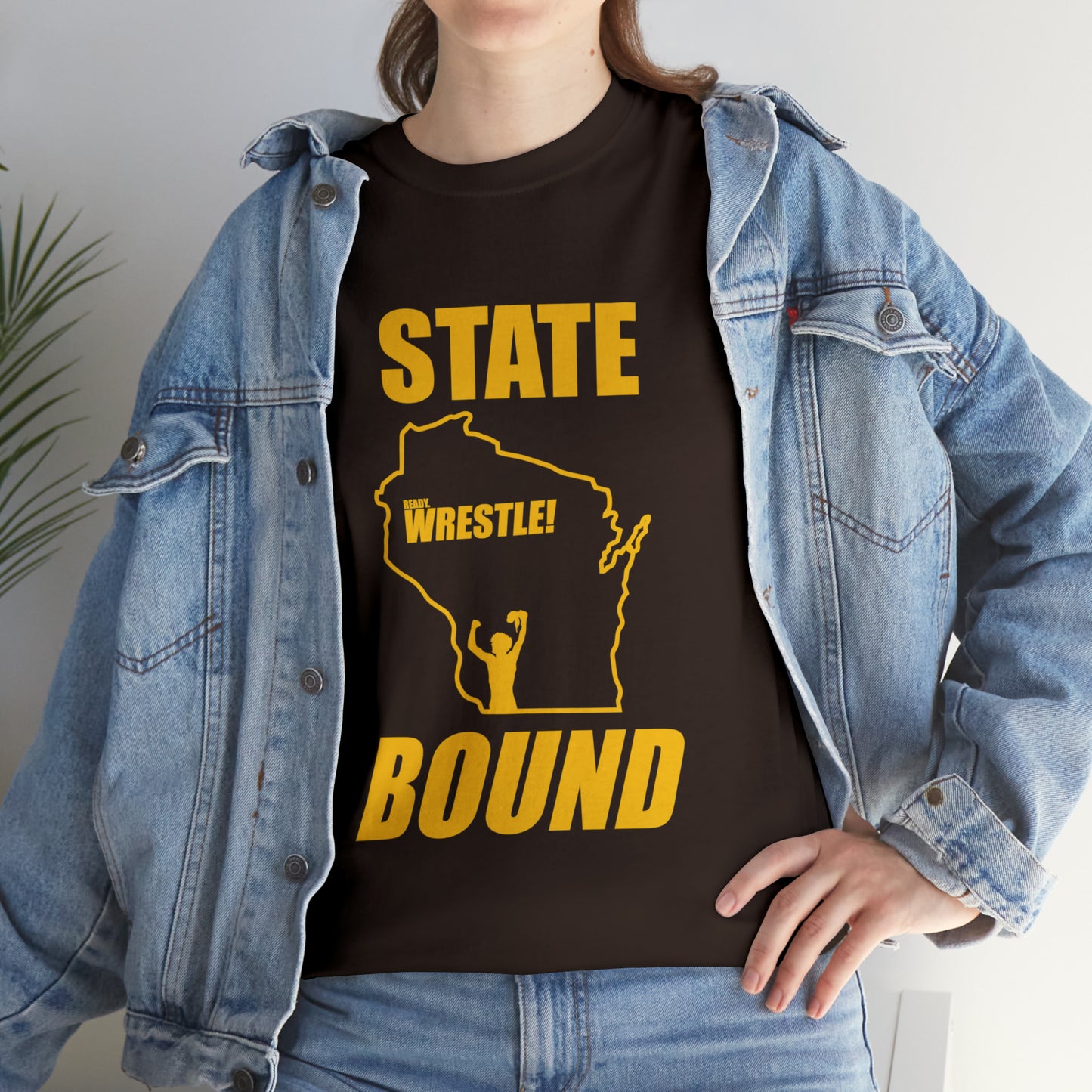 Wisconsin State Bound, Gold Logo, Unisex Heavy Cotton Tee