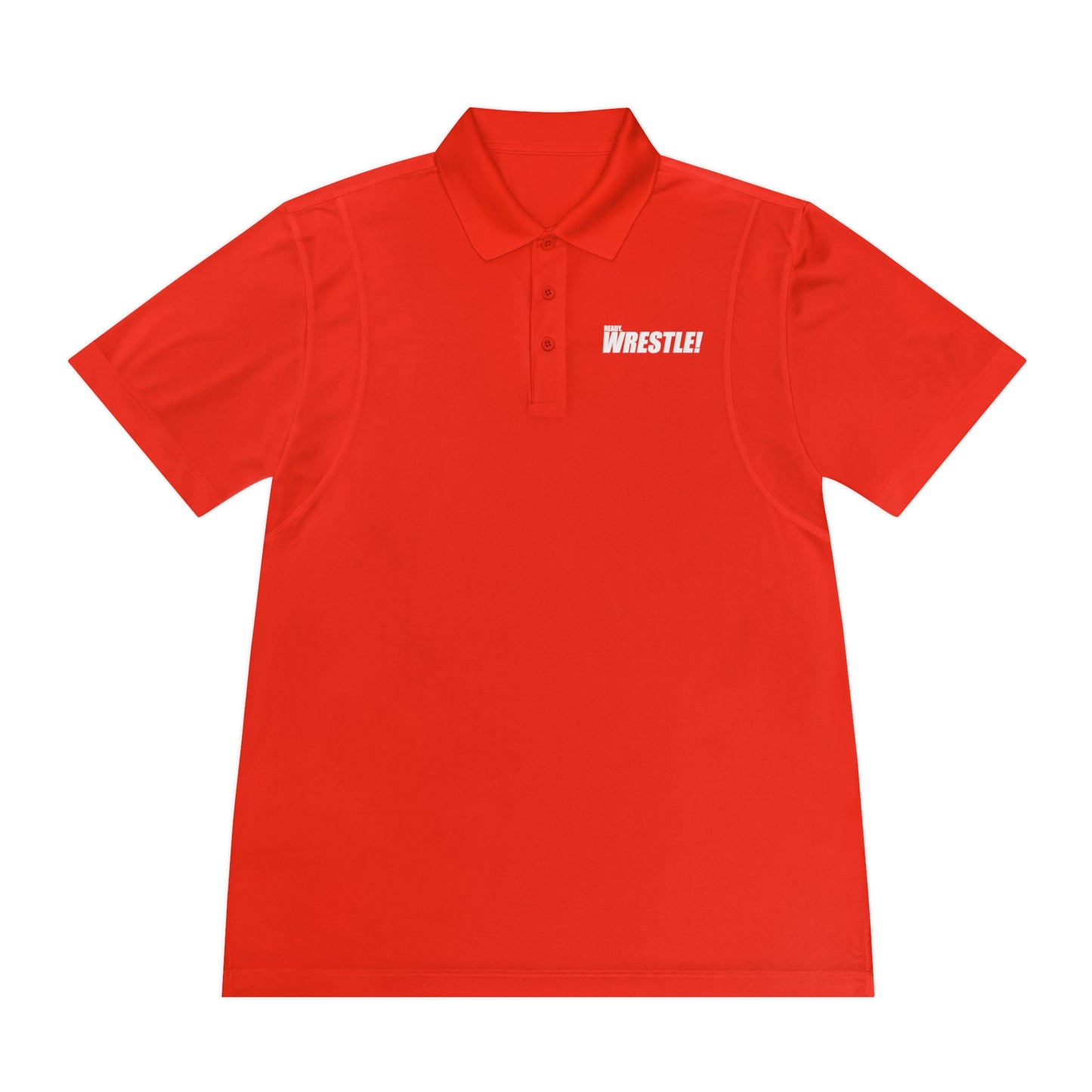 Ready. Wrestle! Men's Sport Polo Shirt White Logo