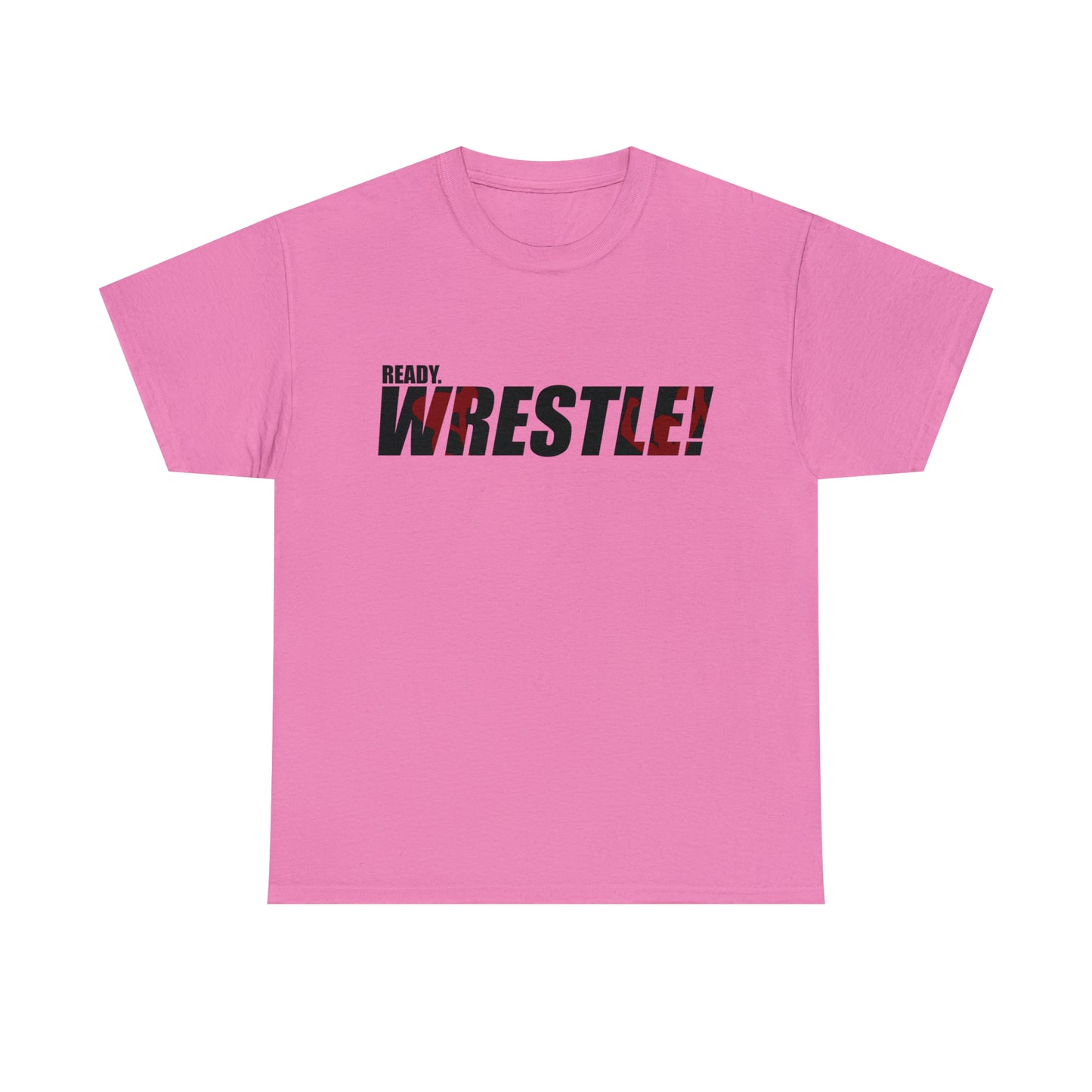 Ready. Wrestle! Black Logo w/Red Silhouettes, Unisex Heavy Cotton Tee