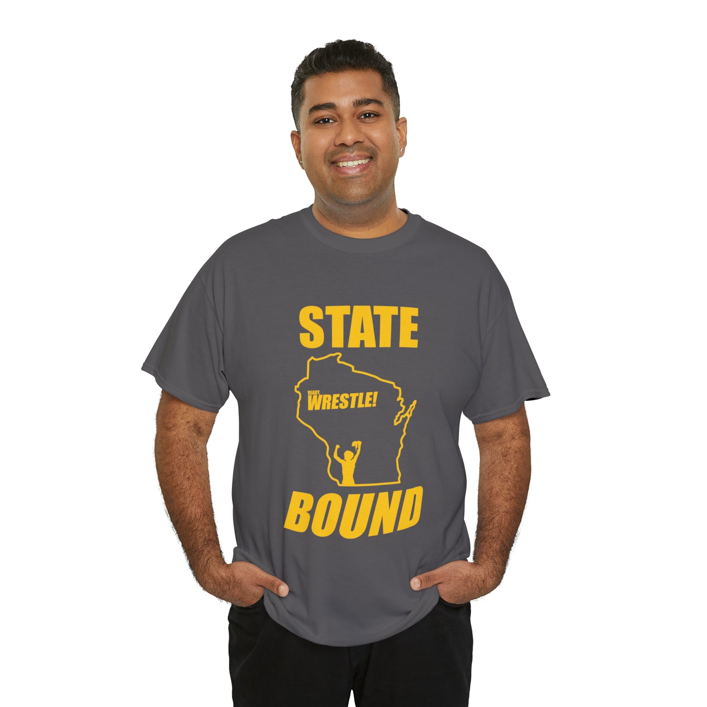 Wisconsin State Bound, Gold Logo, Unisex Heavy Cotton Tee