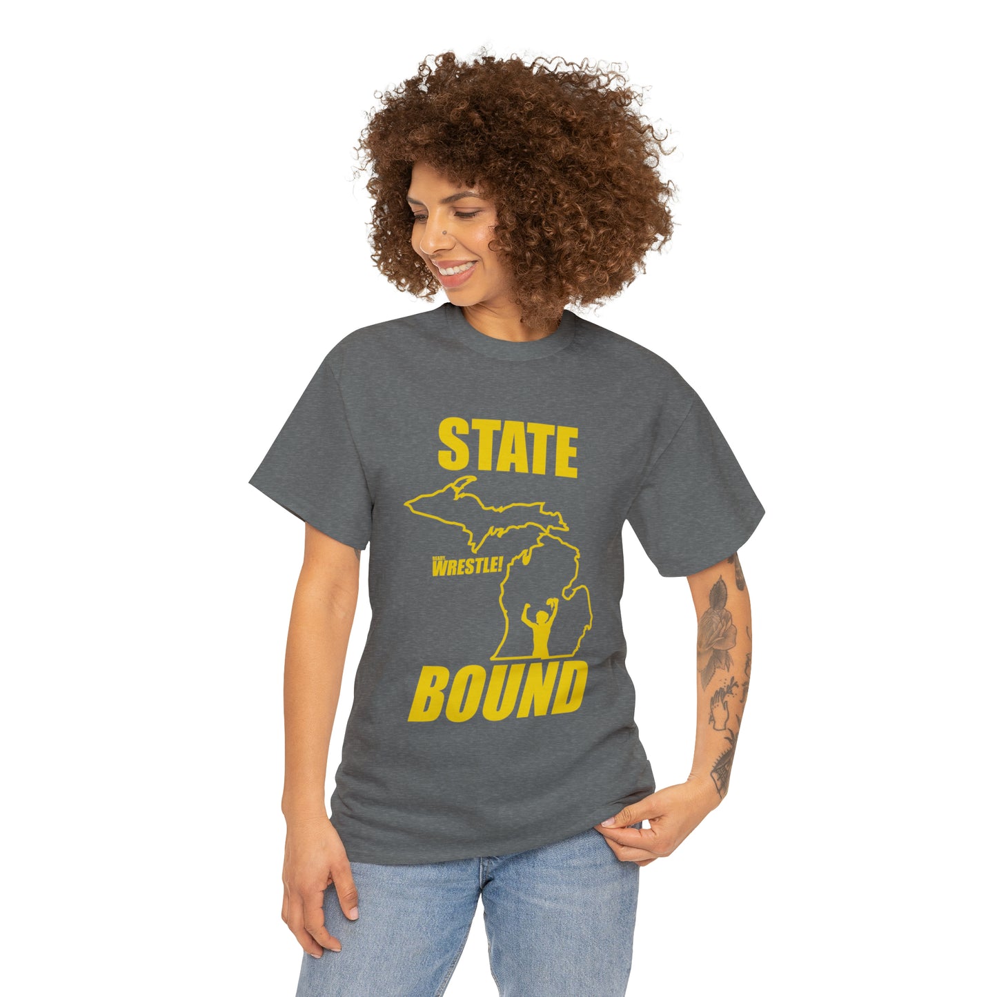 Michigan State Bound, Gold Logo, Unisex Heavy Cotton Tee