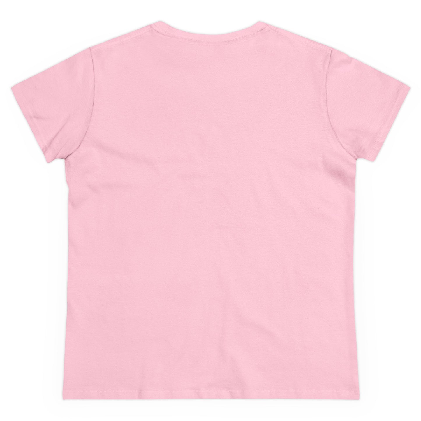 Ready. Wrestle! Women's Midweight Cotton Tee, White/Pink Logo