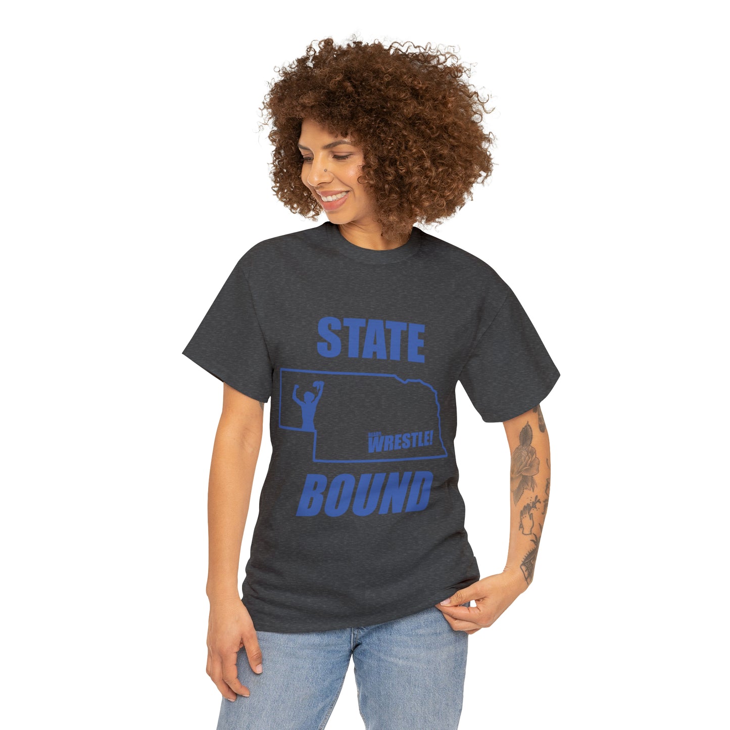 Nebraska State Bound, Royal Blue Logo, Unisex Heavy Cotton Tee