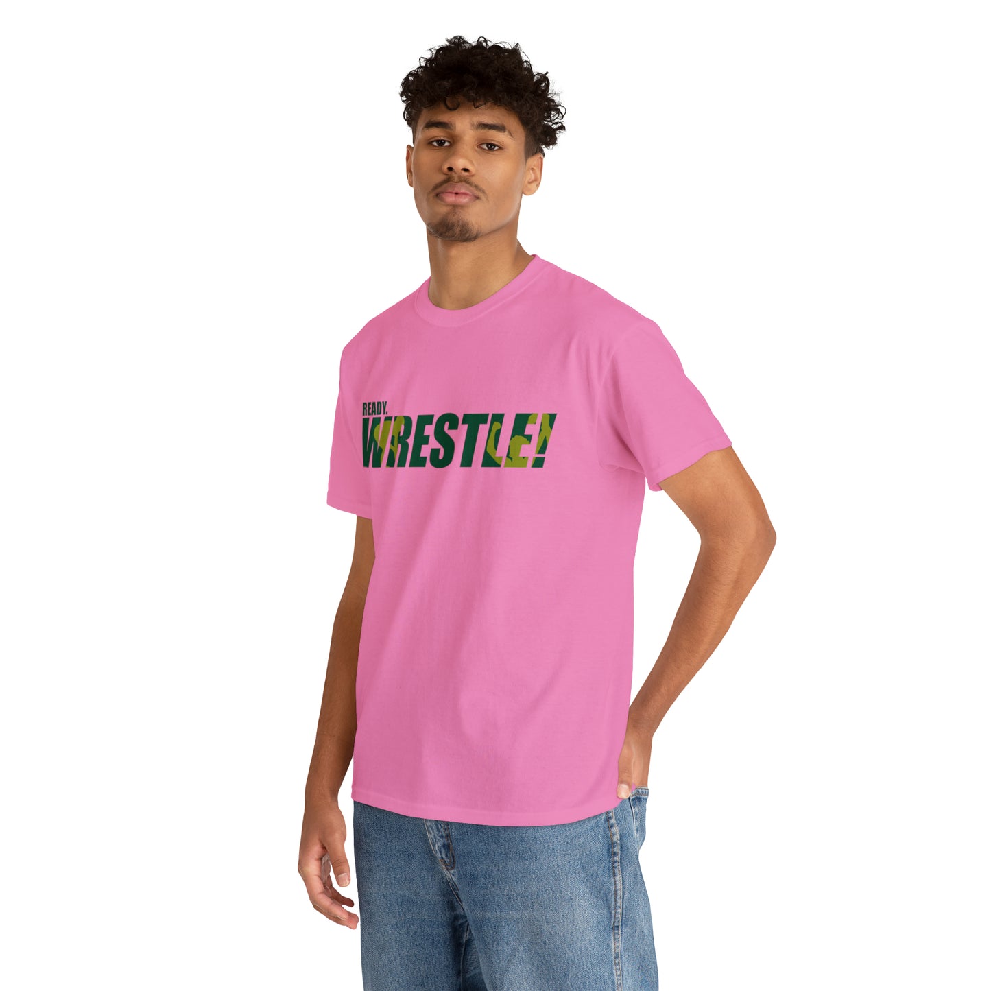 Ready. Wrestle! Green/Gold Logo, Unisex Heavy Cotton Tee