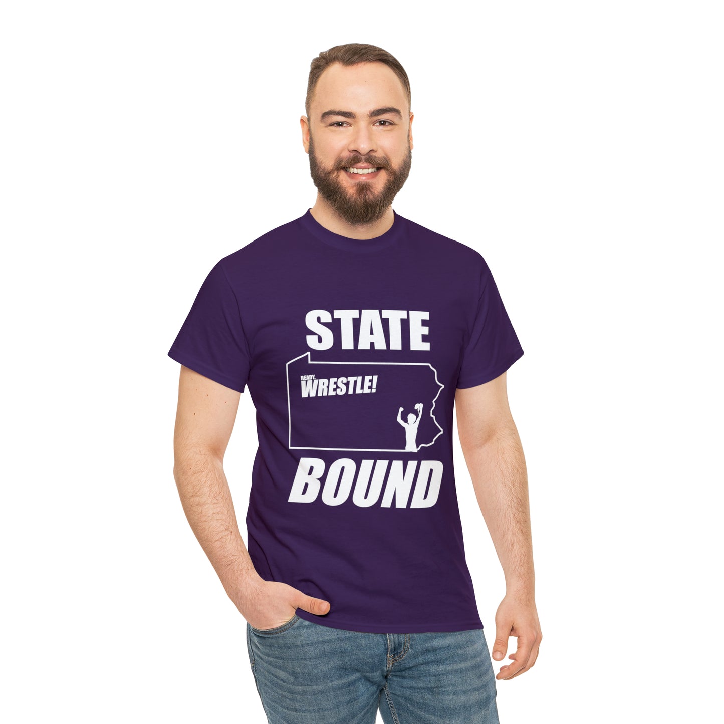 Pennsylvania State Bound, White Logo, Unisex Heavy Cotton Tee